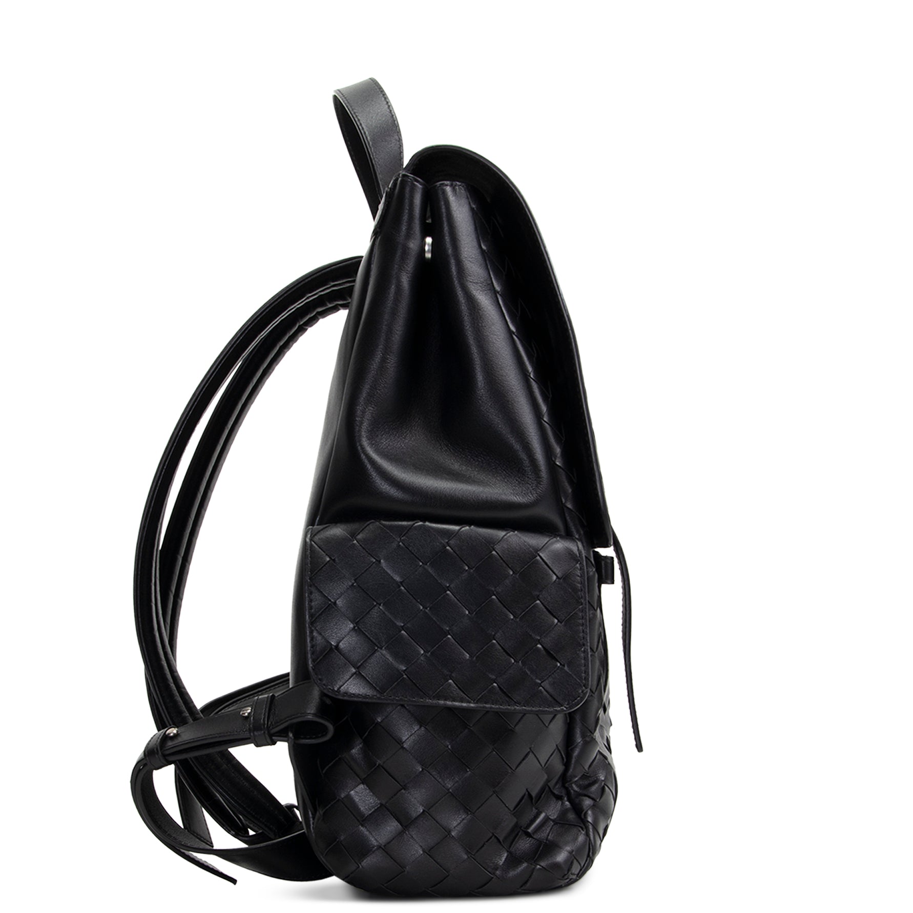 BT VENETA Leather Intrecciato Back To School Backpack - Black