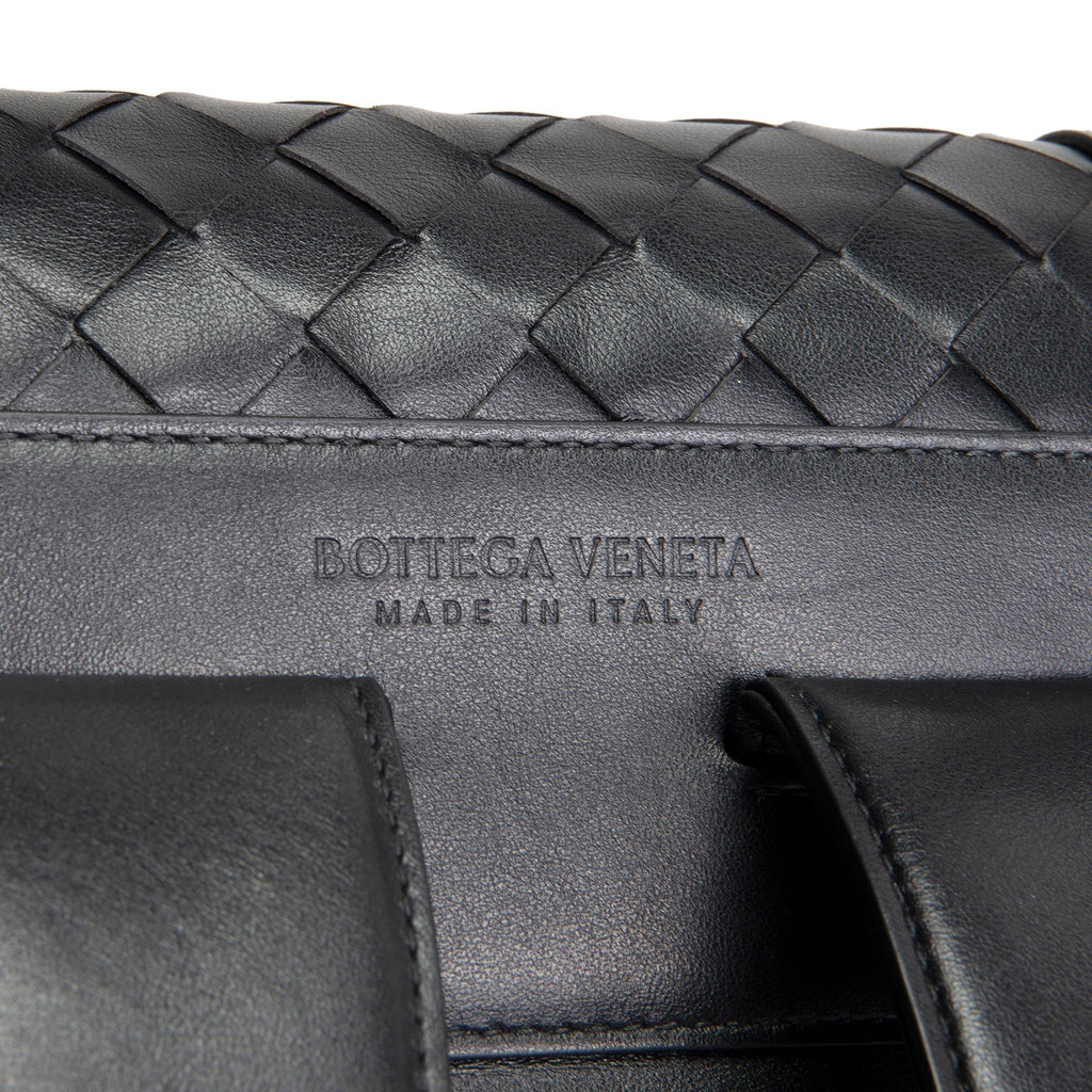 BT VENETA Leather Intrecciato Back To School Backpack - Black