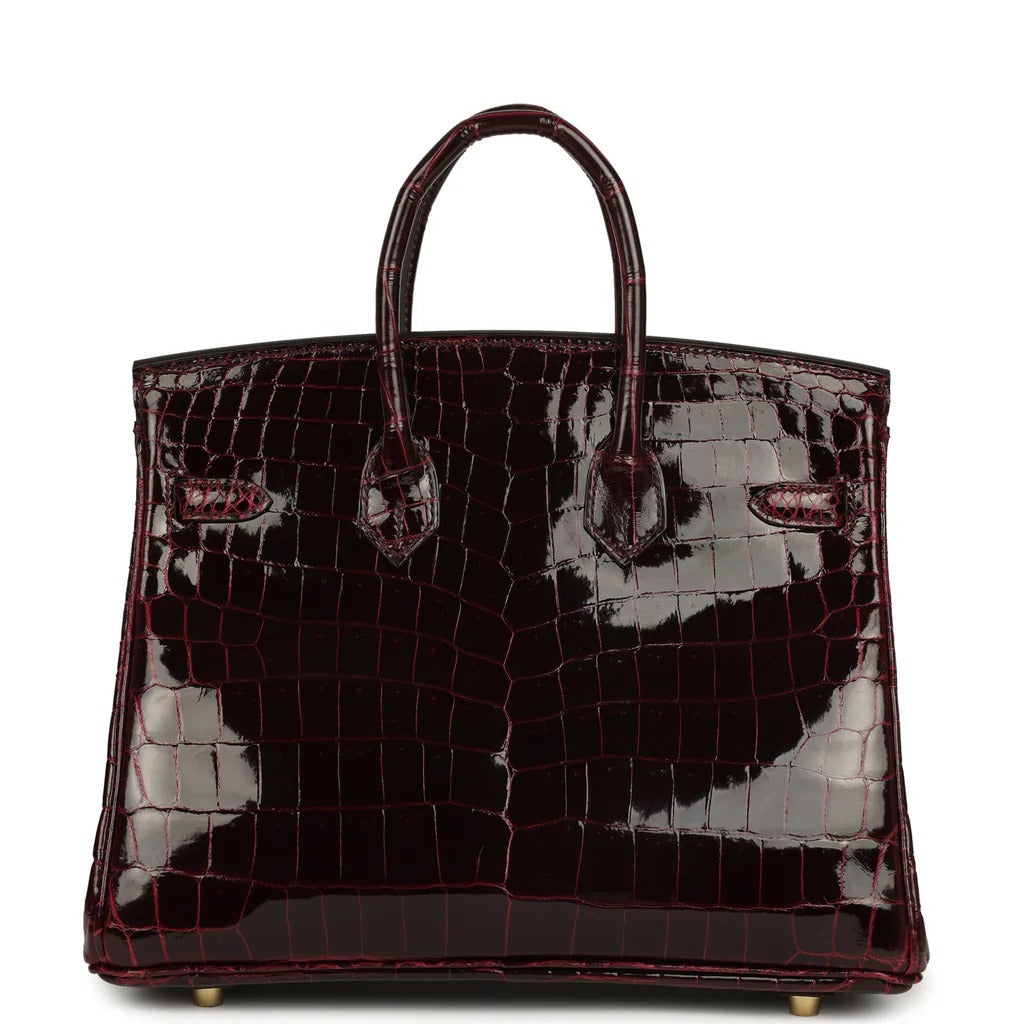 Birkin 25 Bordeaux Shiny Niloticus Crocodile Gold Hardware