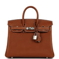 Birkin 25 Fauve Barenia Faubourg Palladium Hardware
