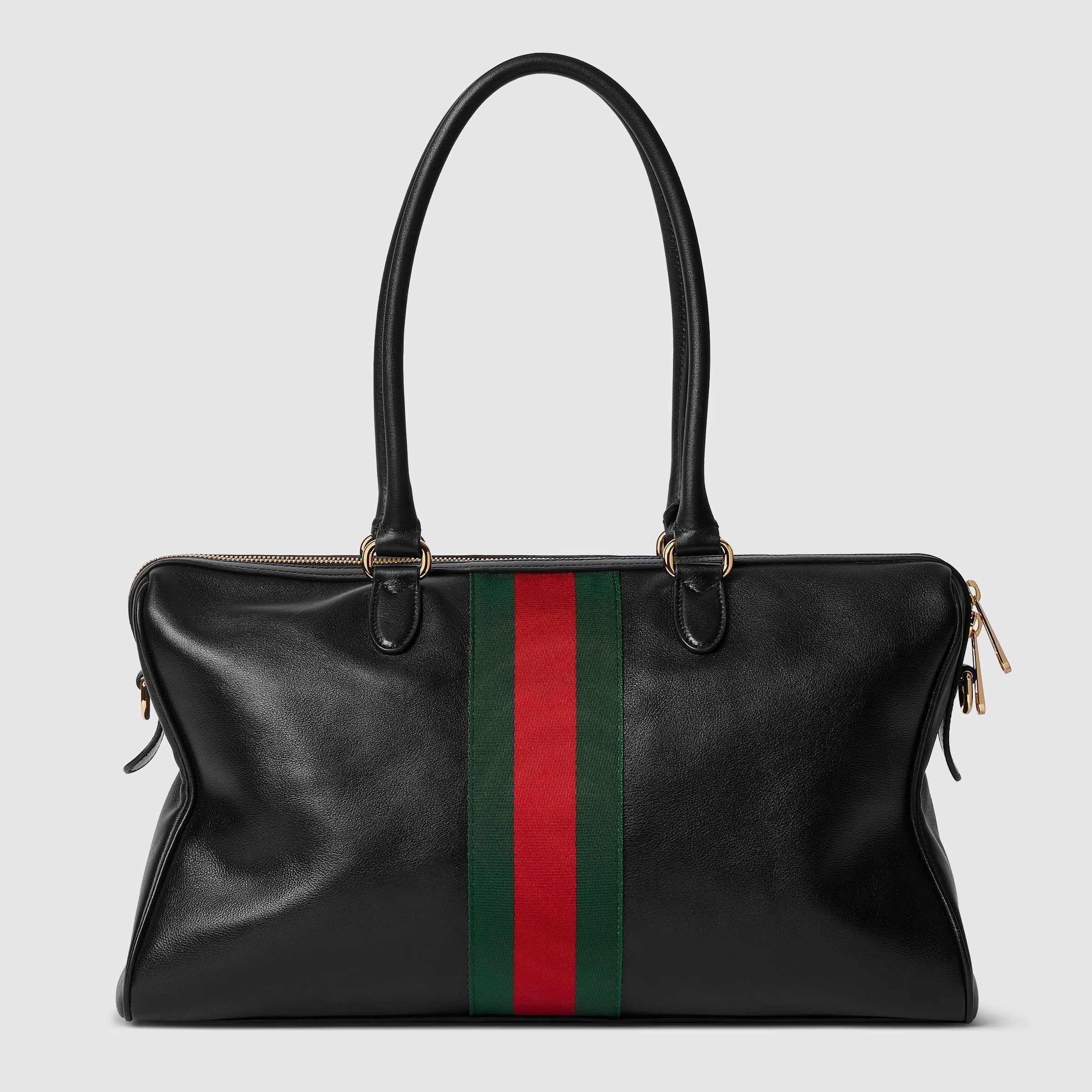 Borsetto large boston bag in black leather