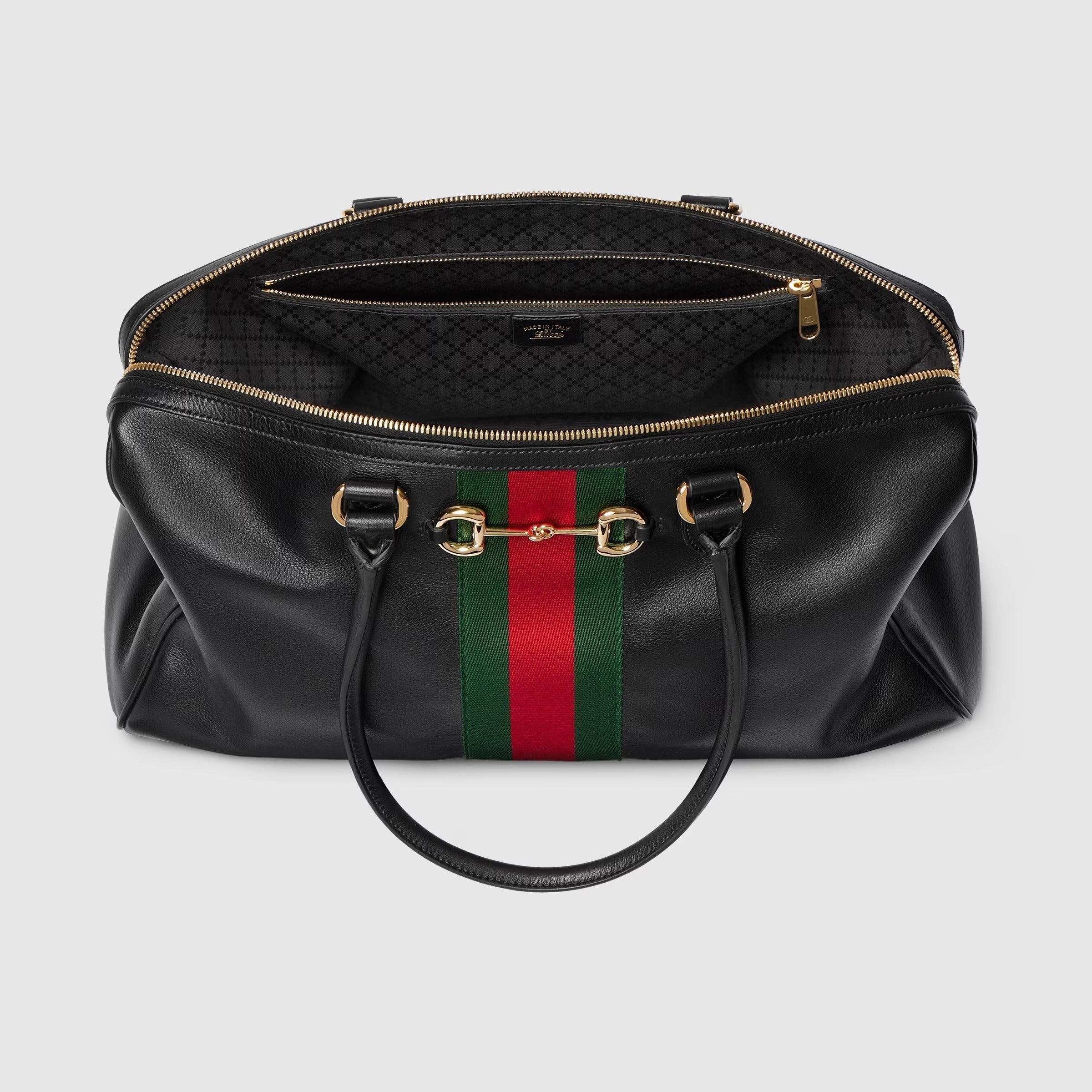 Borsetto large boston bag in black leather