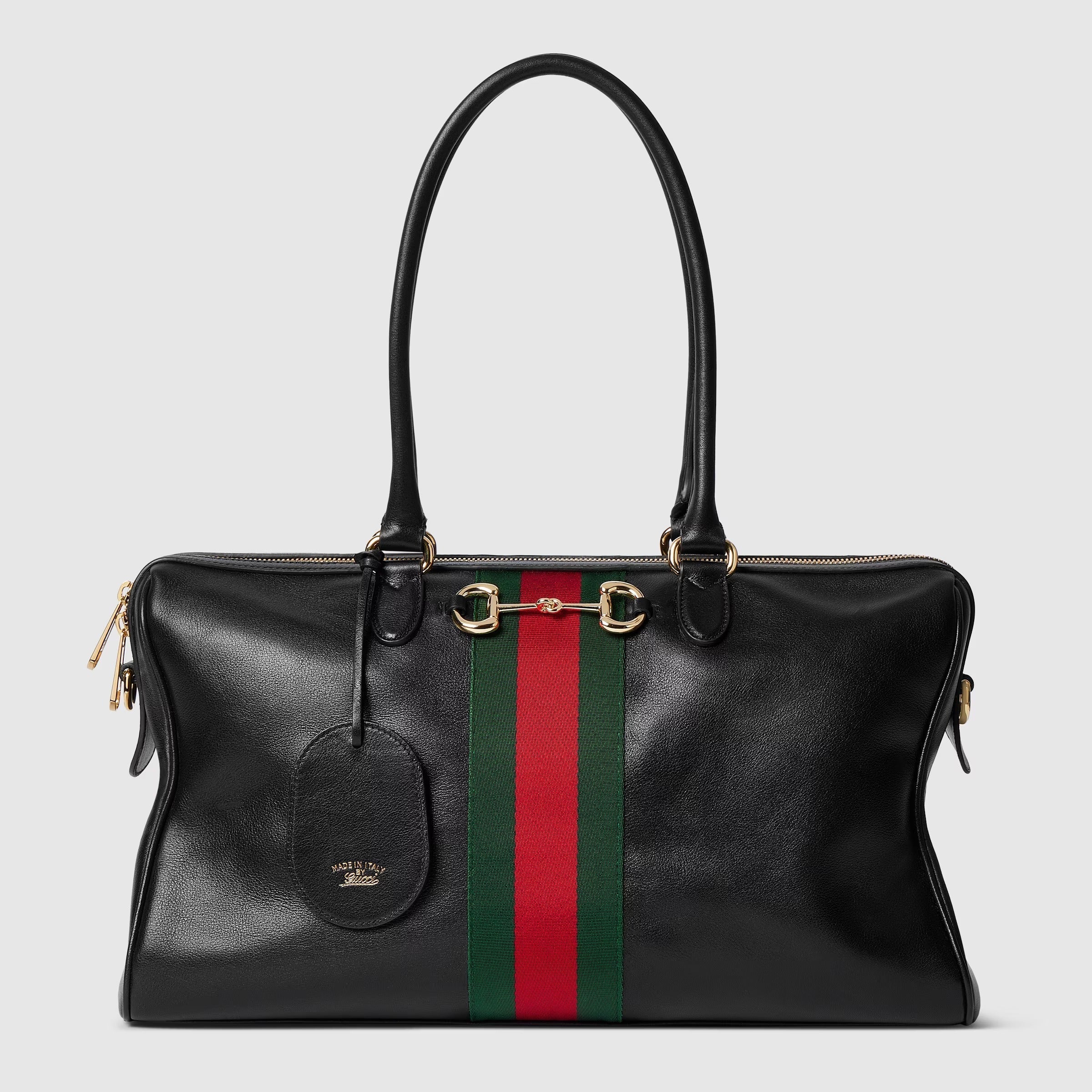 Borsetto large boston bag in black leather