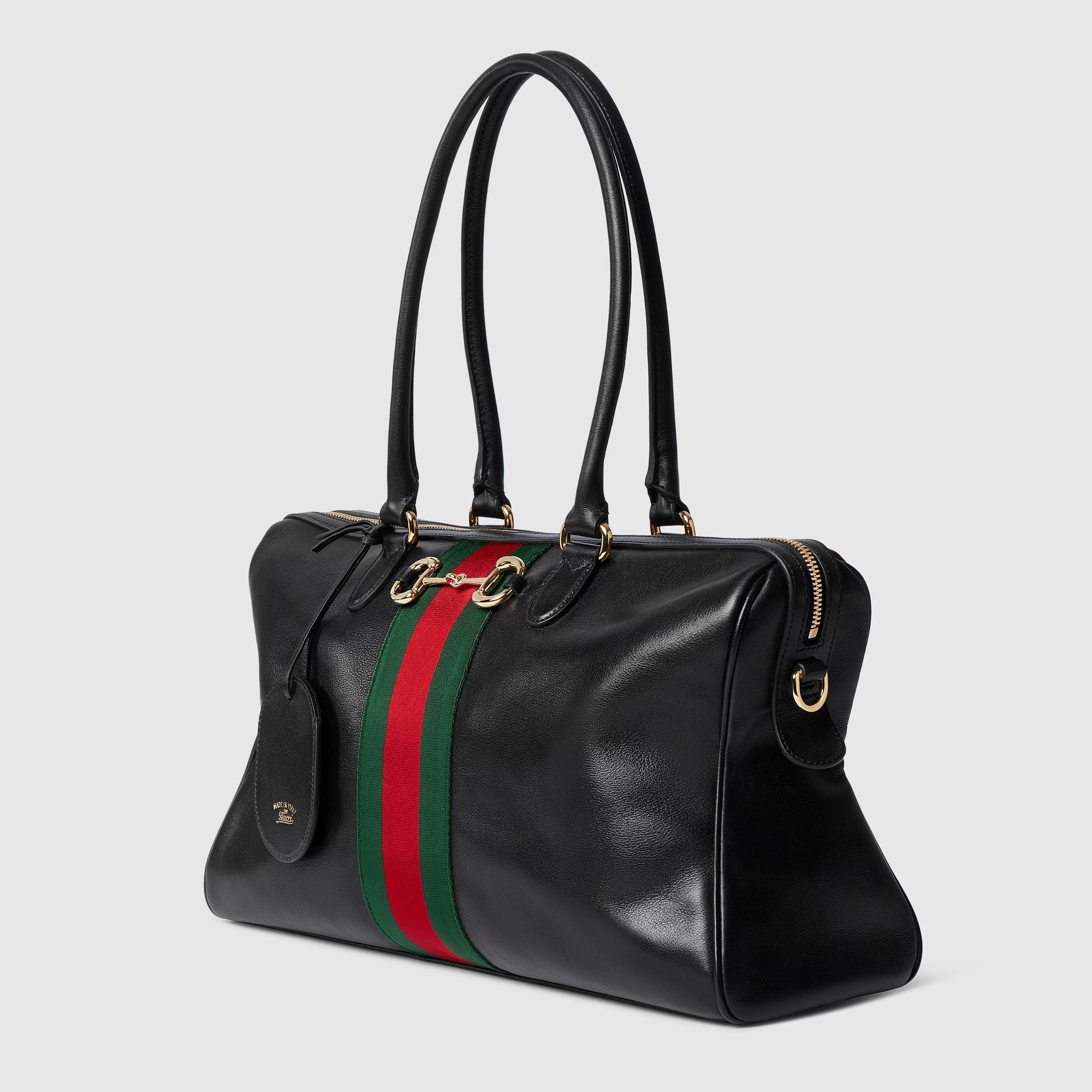 Borsetto large boston bag in black leather