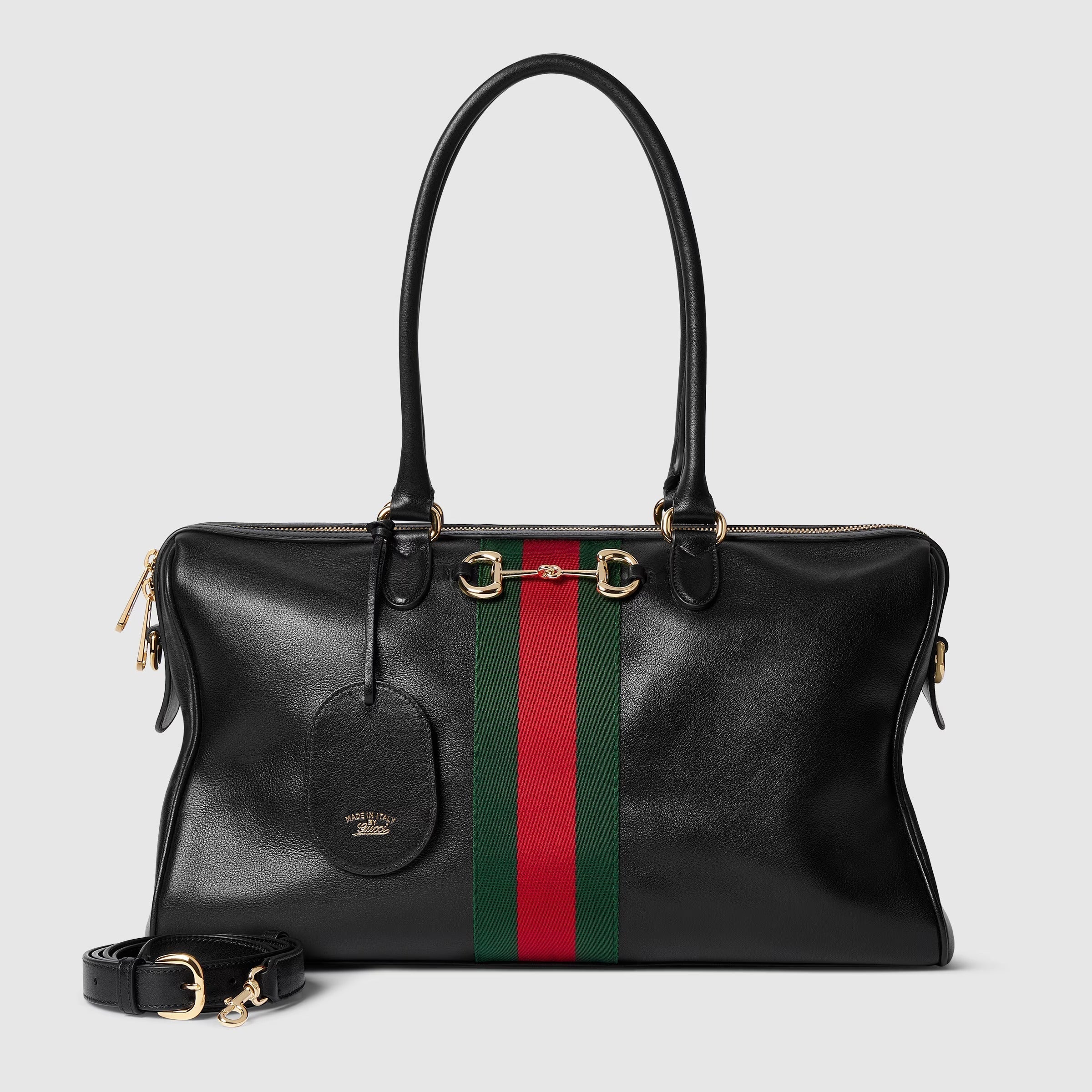 Borsetto large boston bag in black leather