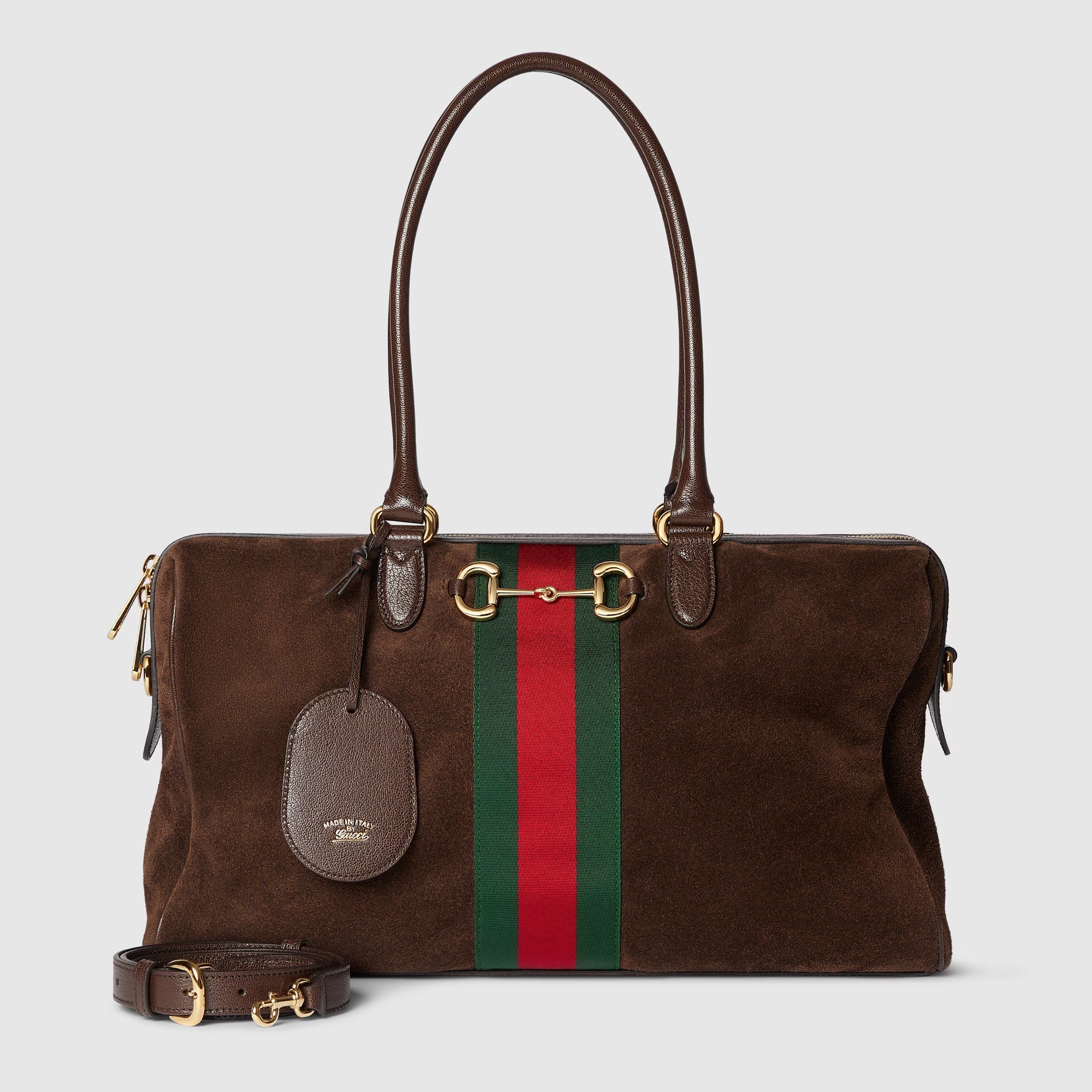 Borsetto large boston bag in dark brown suede