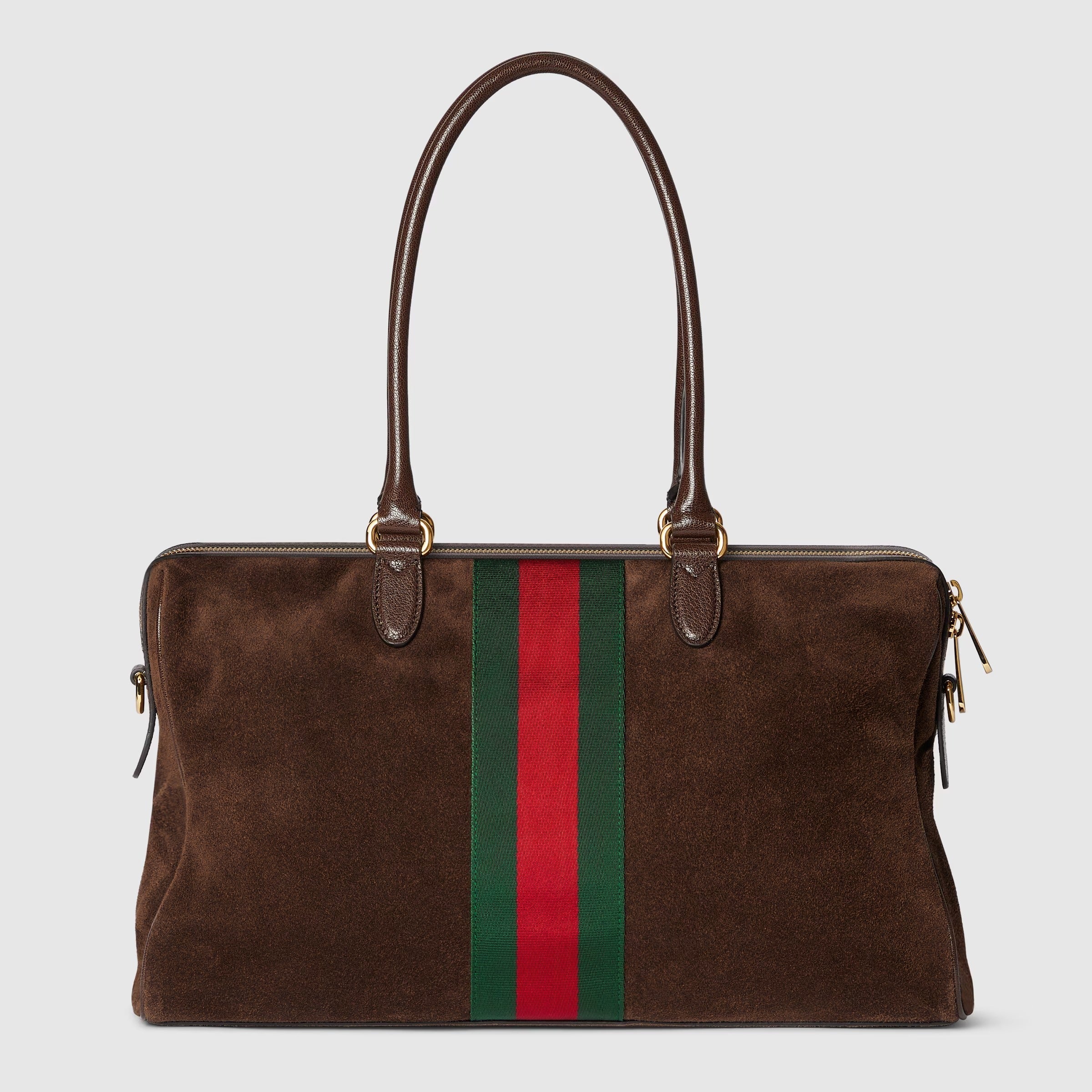 Borsetto large boston bag in dark brown suede