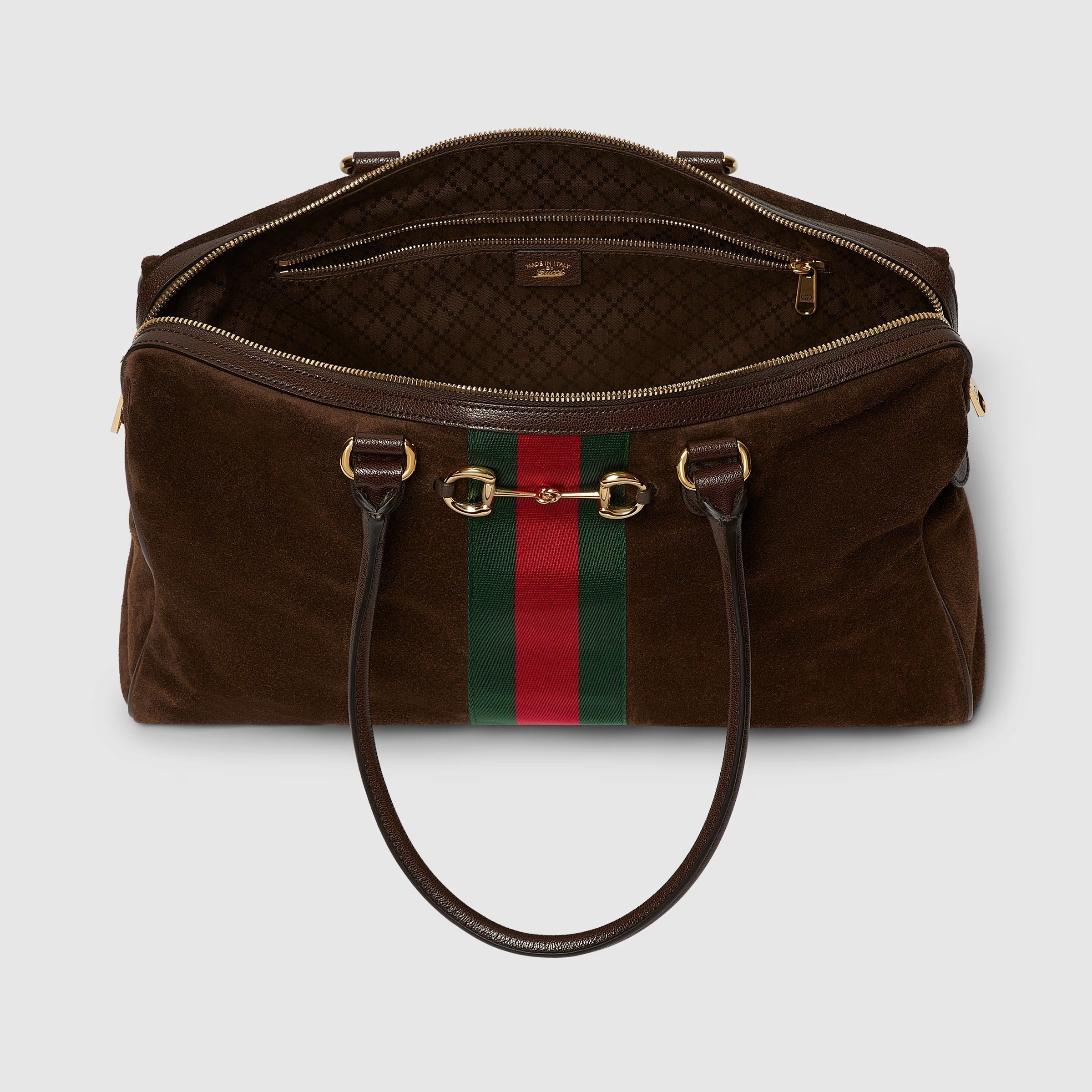 Borsetto large boston bag in dark brown suede