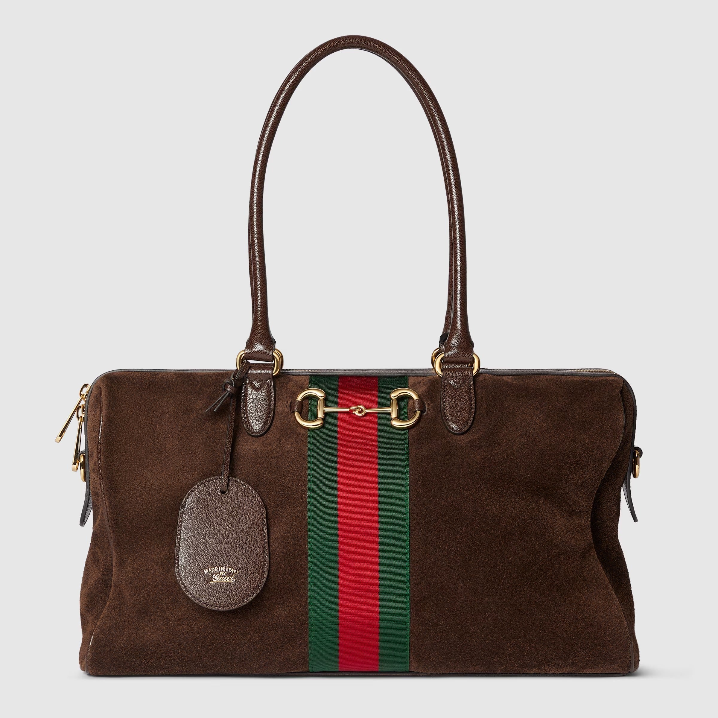 Borsetto large boston bag in dark brown suede