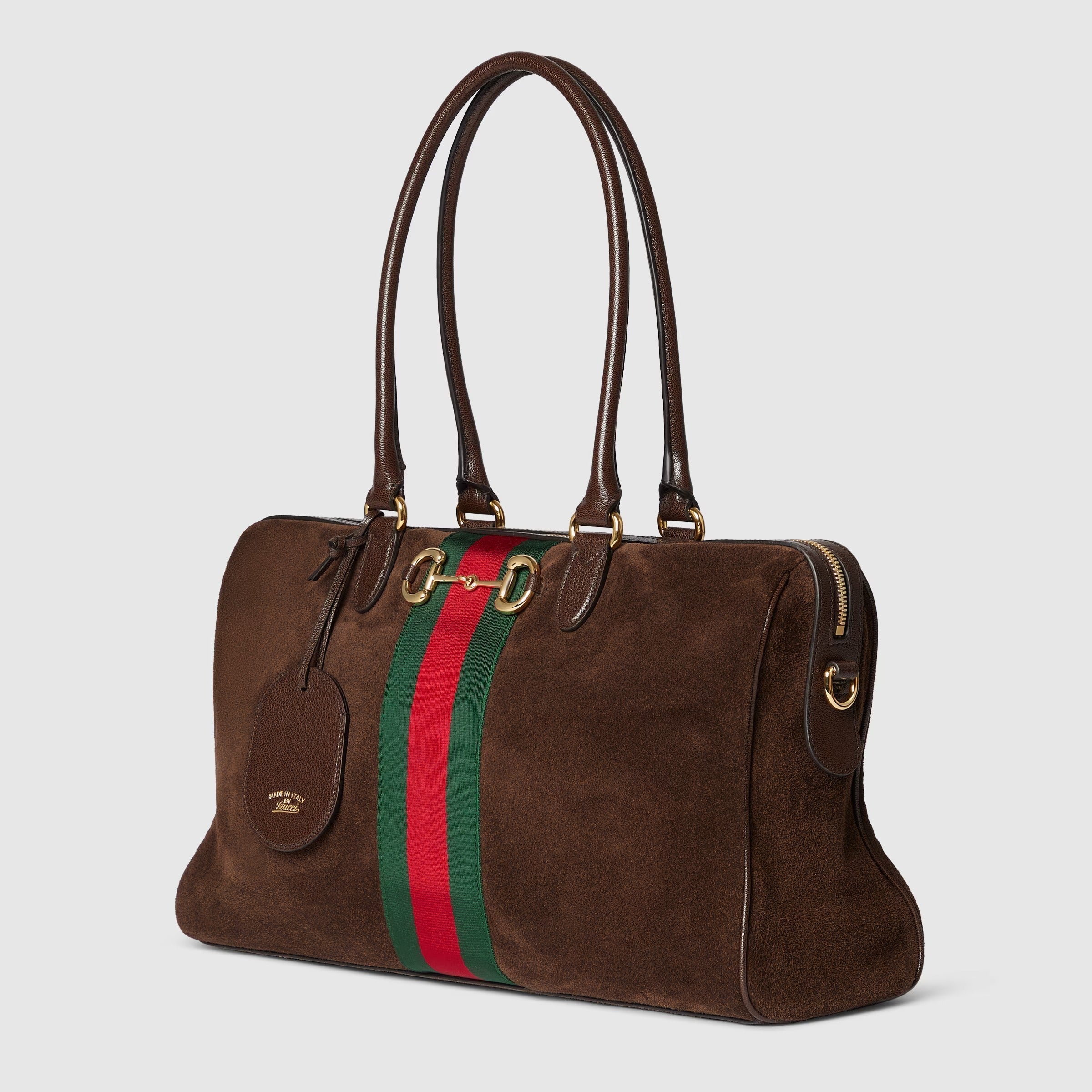Borsetto large boston bag in dark brown suede