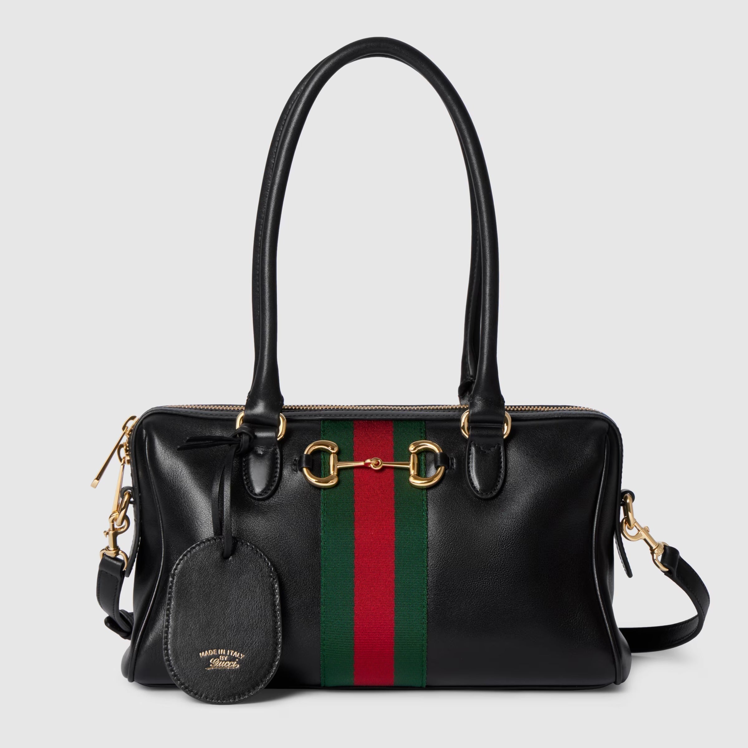 Borsetto medium boston bag in black leather