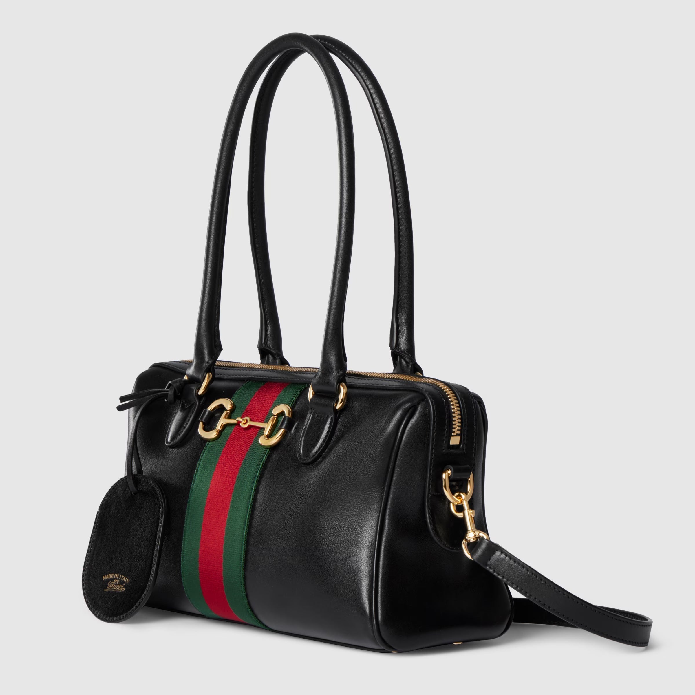 Borsetto medium boston bag in black leather