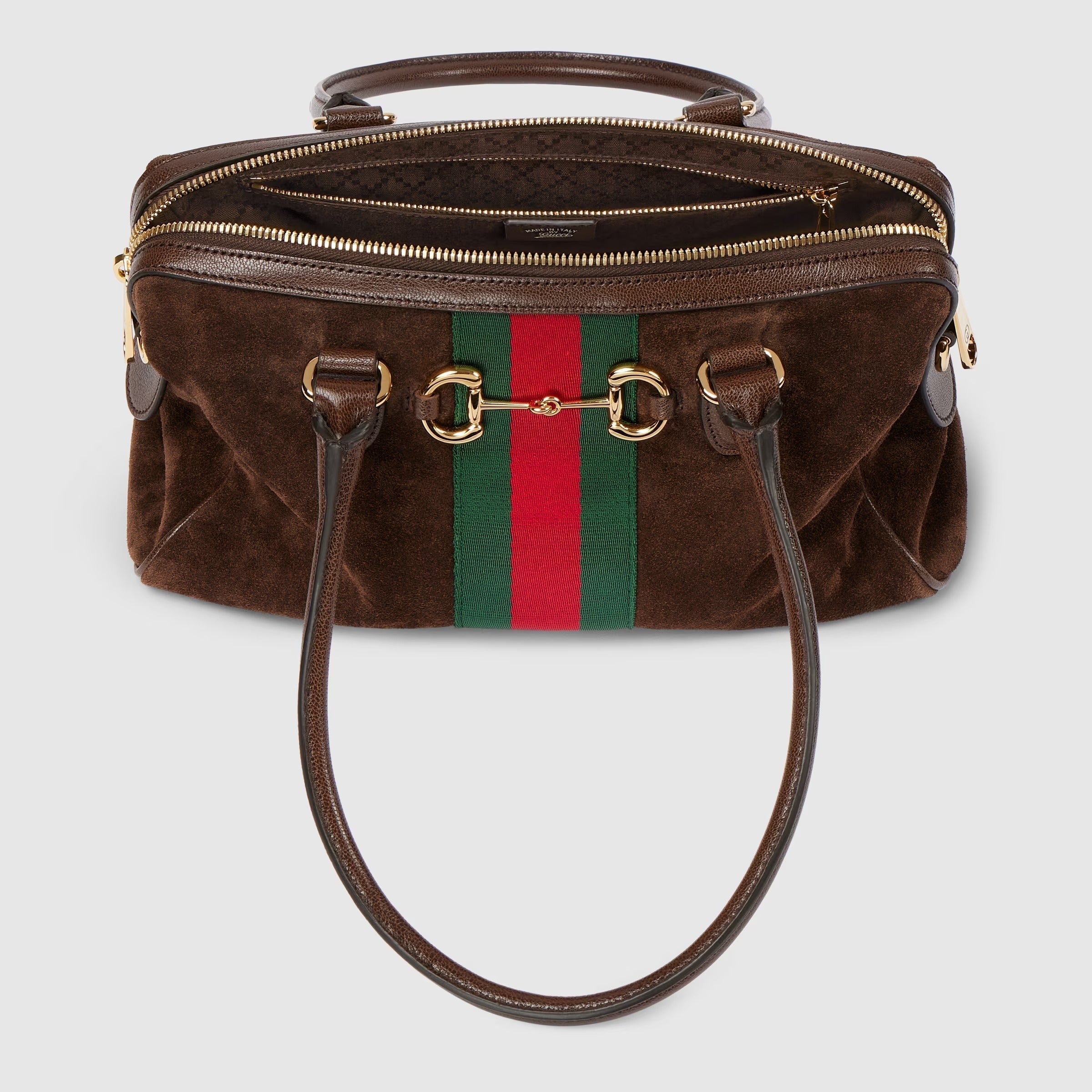 Borsetto medium boston bag in dark brown suede