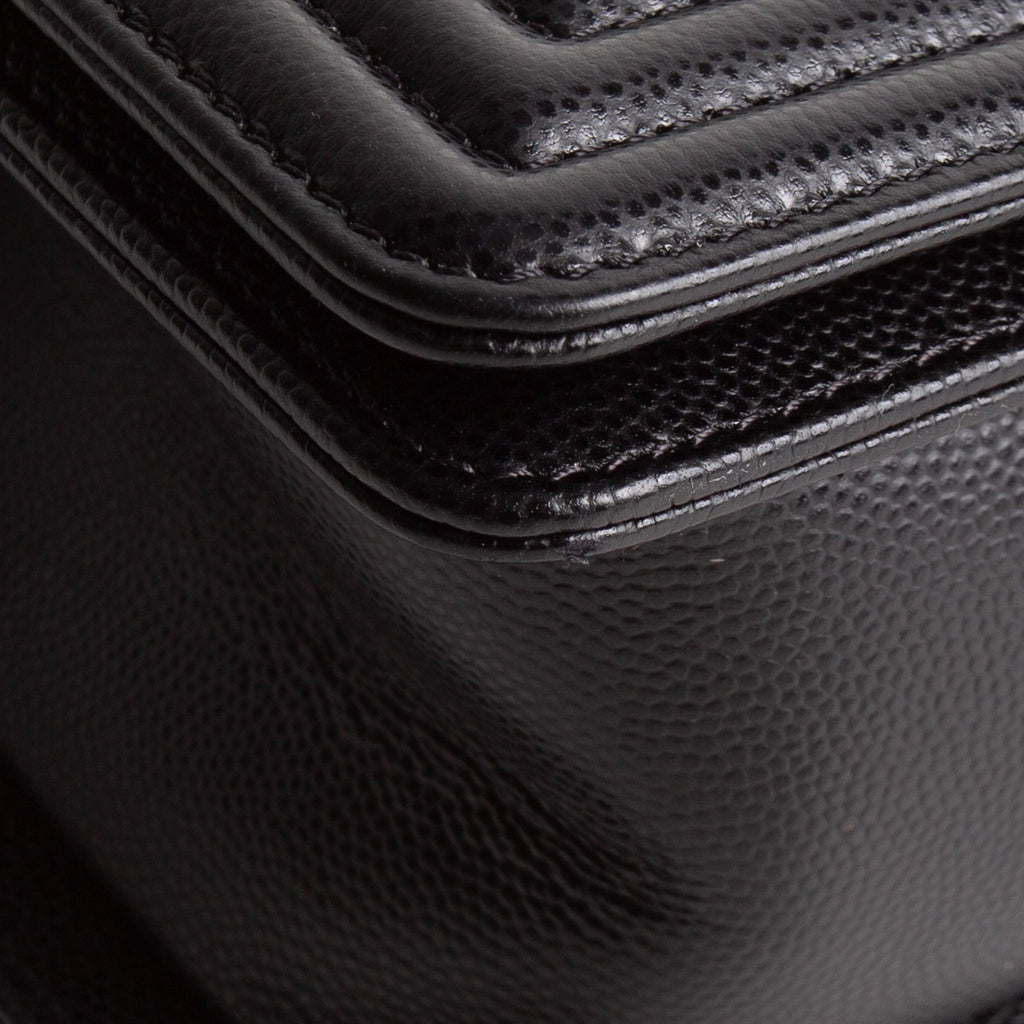 CH Boy Bag Medium Quilted Caviar - Black
