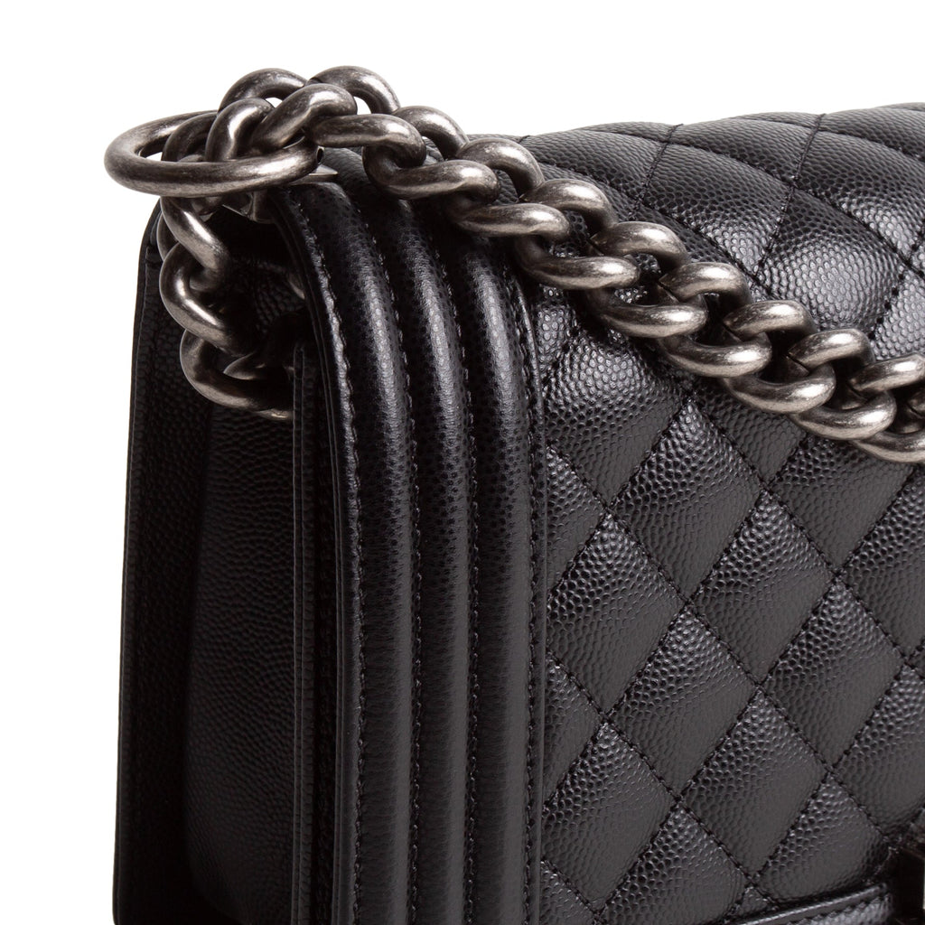 CH Boy Bag Medium Quilted Caviar - Black