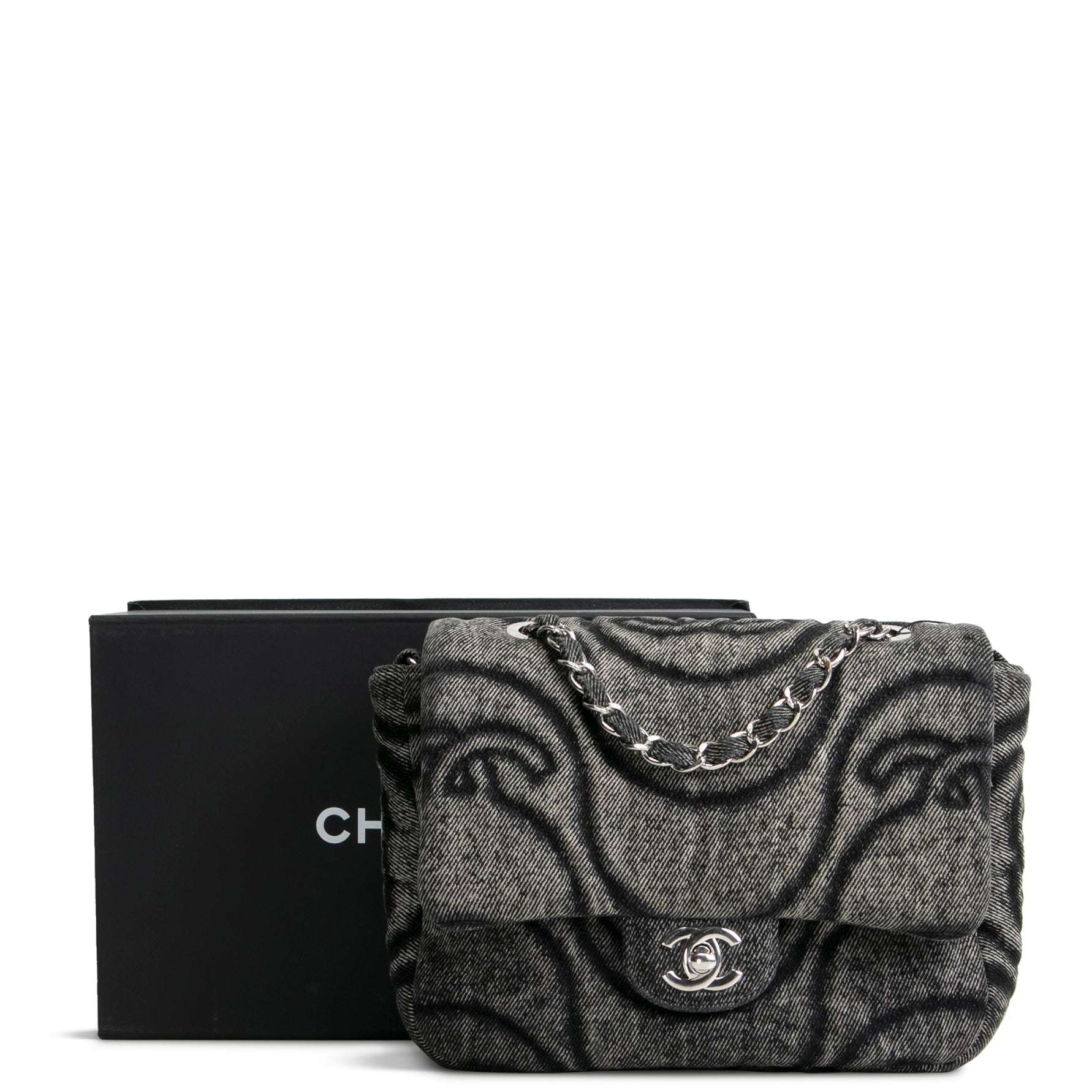 CH CC Denim Wave Flap Bag - Gray