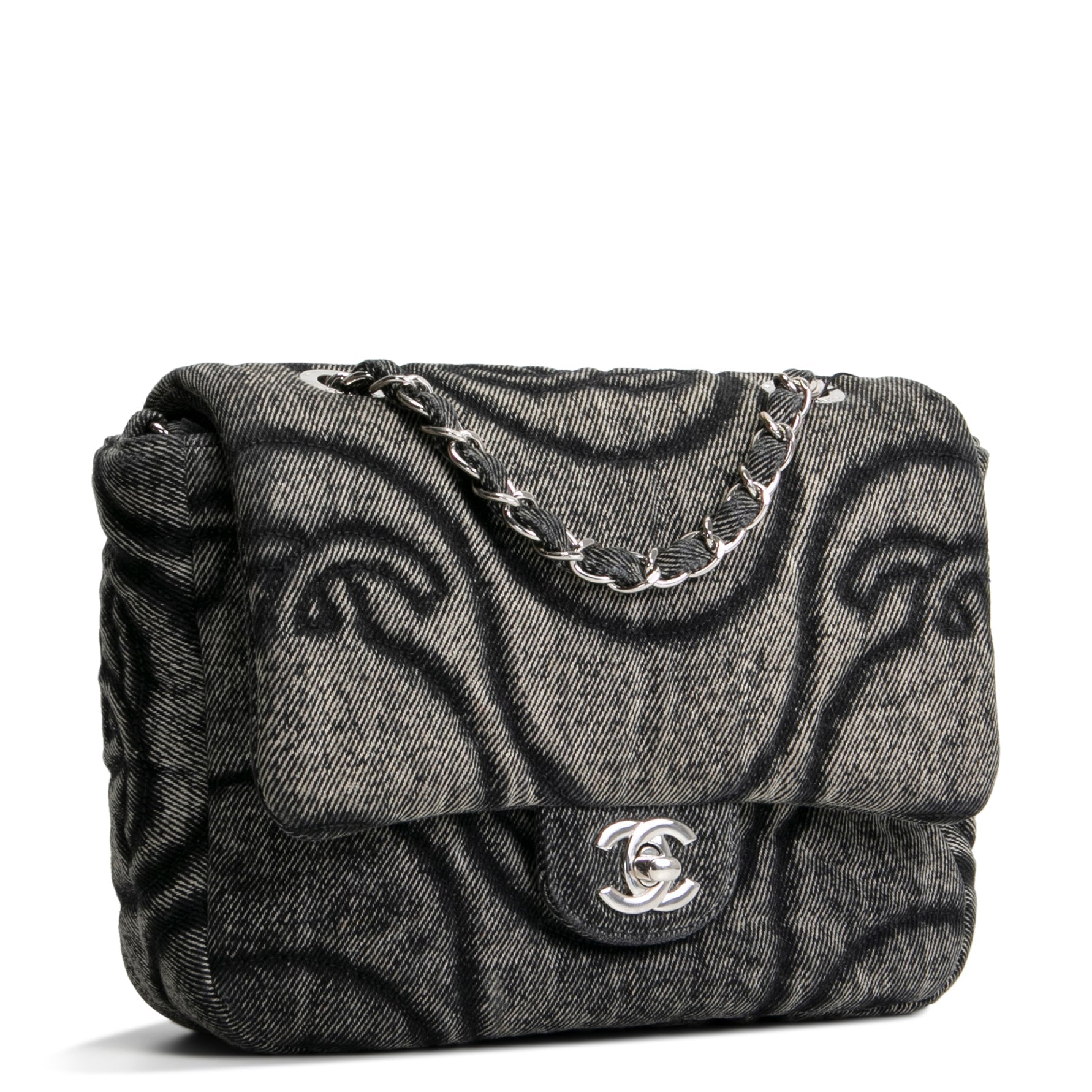 CH CC Denim Wave Flap Bag - Gray
