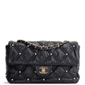 CH CC Flap Pearl Studded Quilted Lambskin - Black