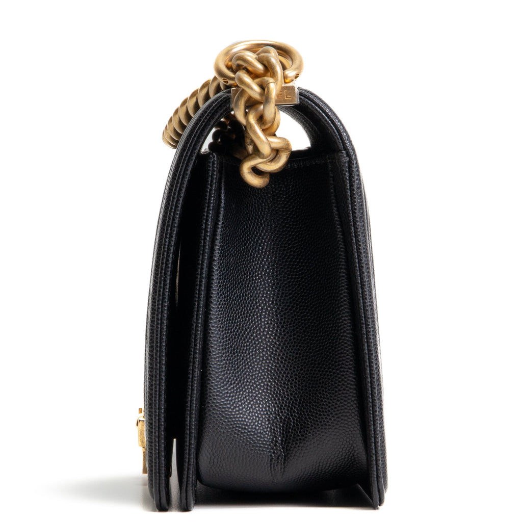 CH Caviar Medium Boy Bag - Black