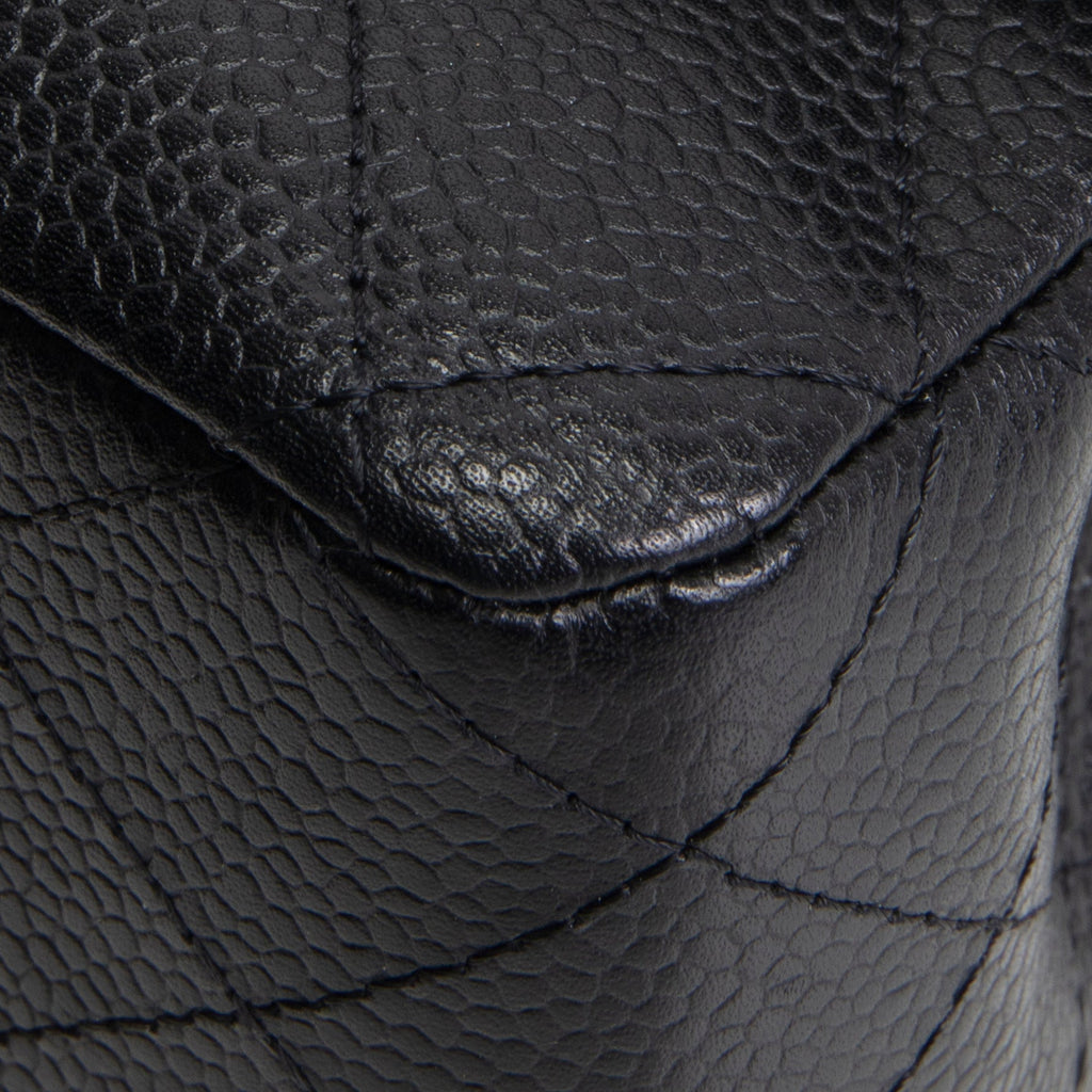 CH Classic Caviar Medium Double Flap - Black