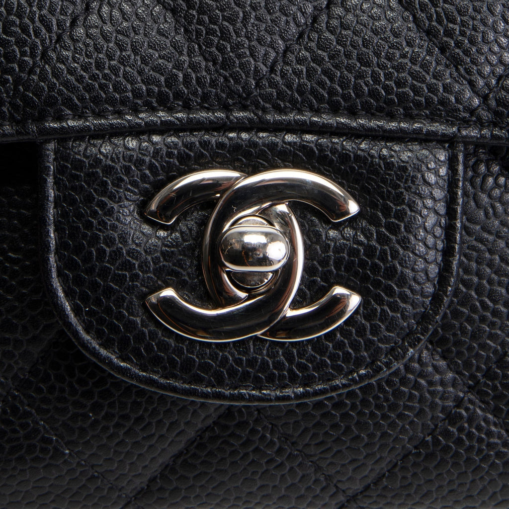 CH Classic Caviar Medium Double Flap - Black