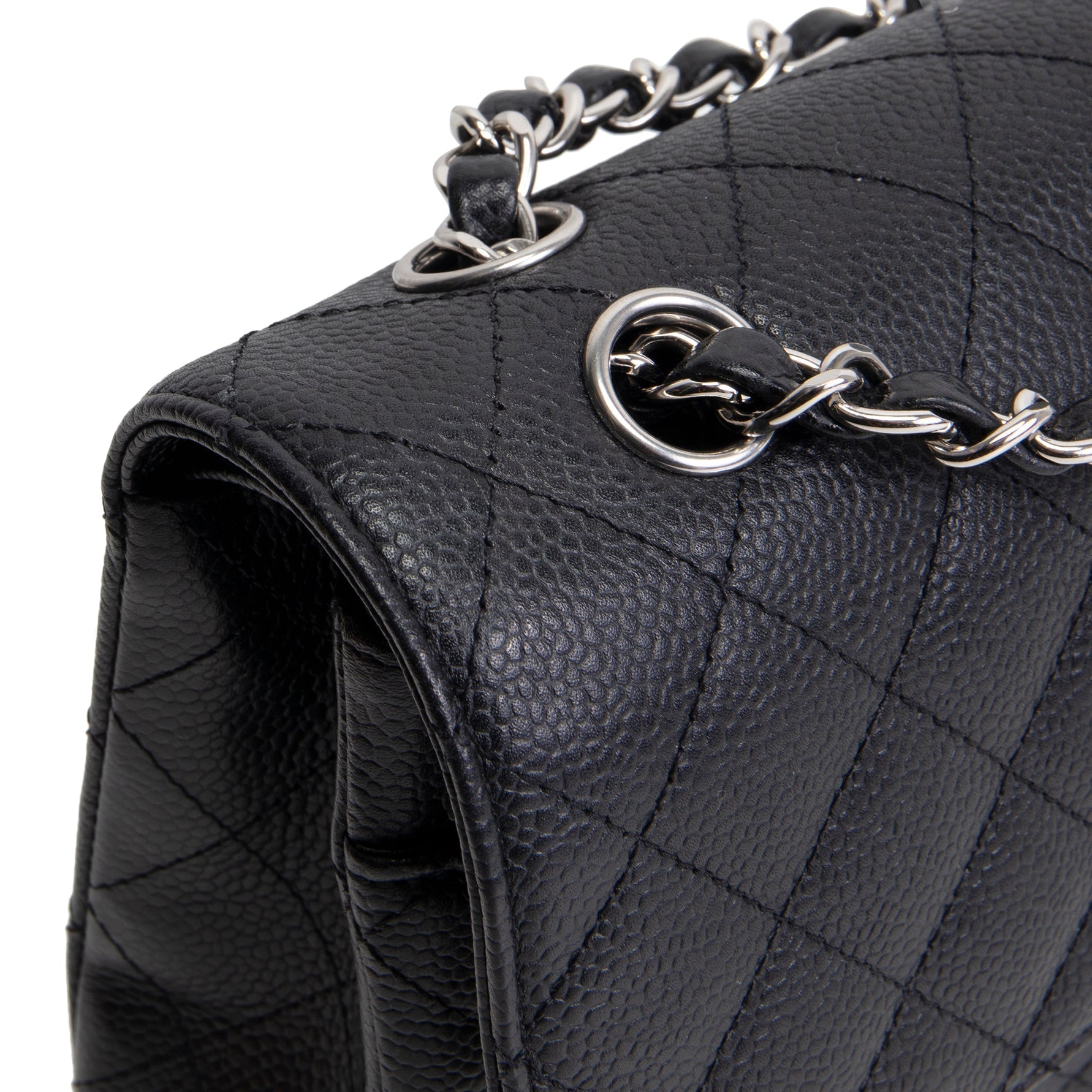 CH Classic Caviar Medium Double Flap - Black