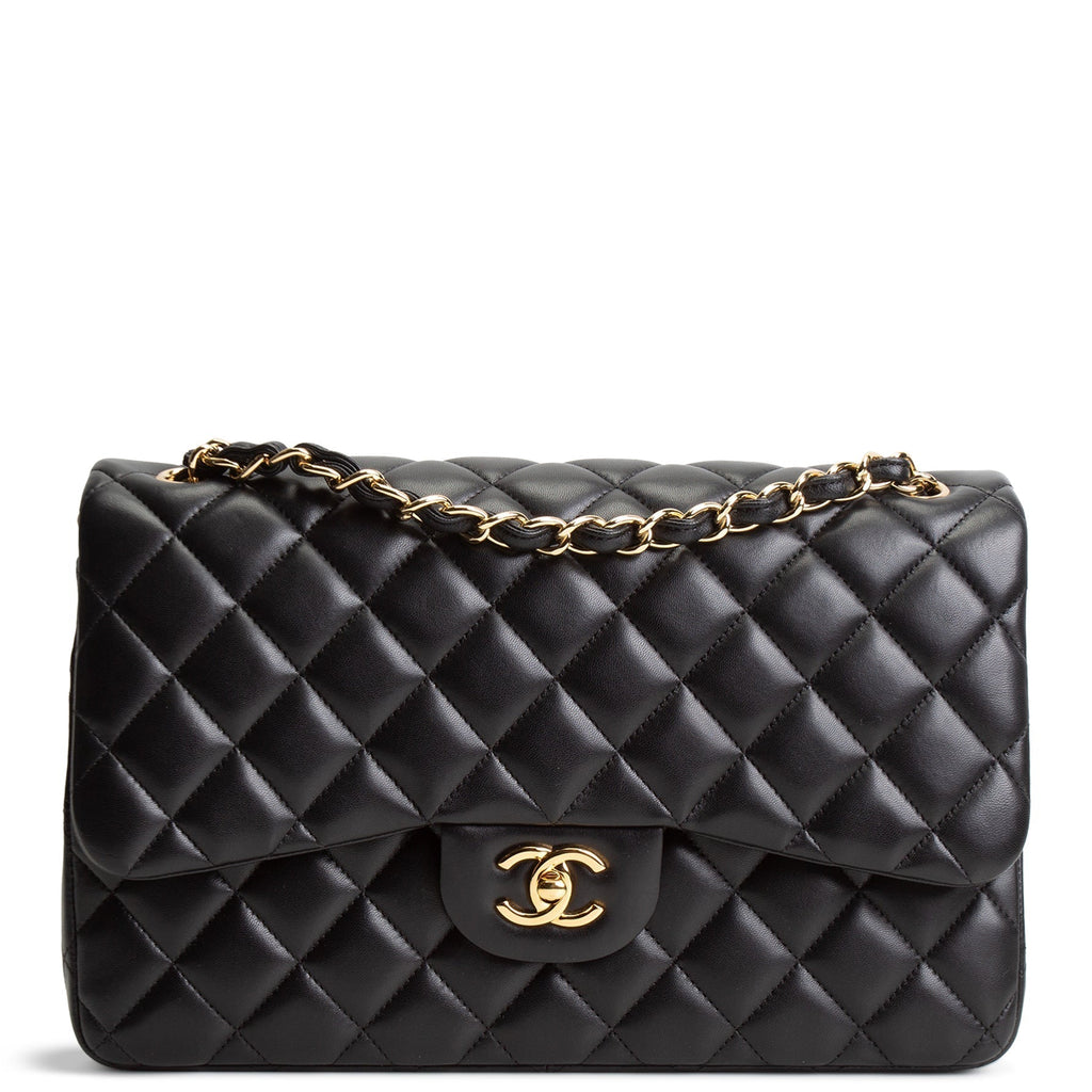 CH Lambskin Jumbo Double Flap - Black