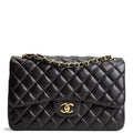 CH Lambskin Jumbo Double Flap - Black