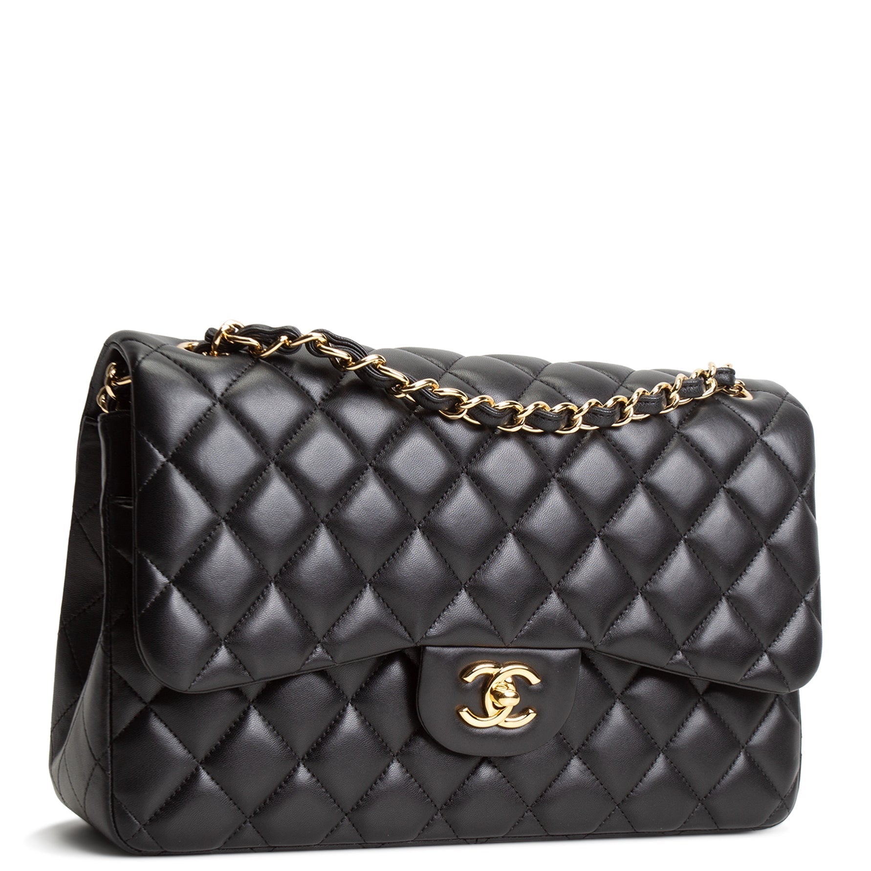 CH Lambskin Jumbo Double Flap - Black