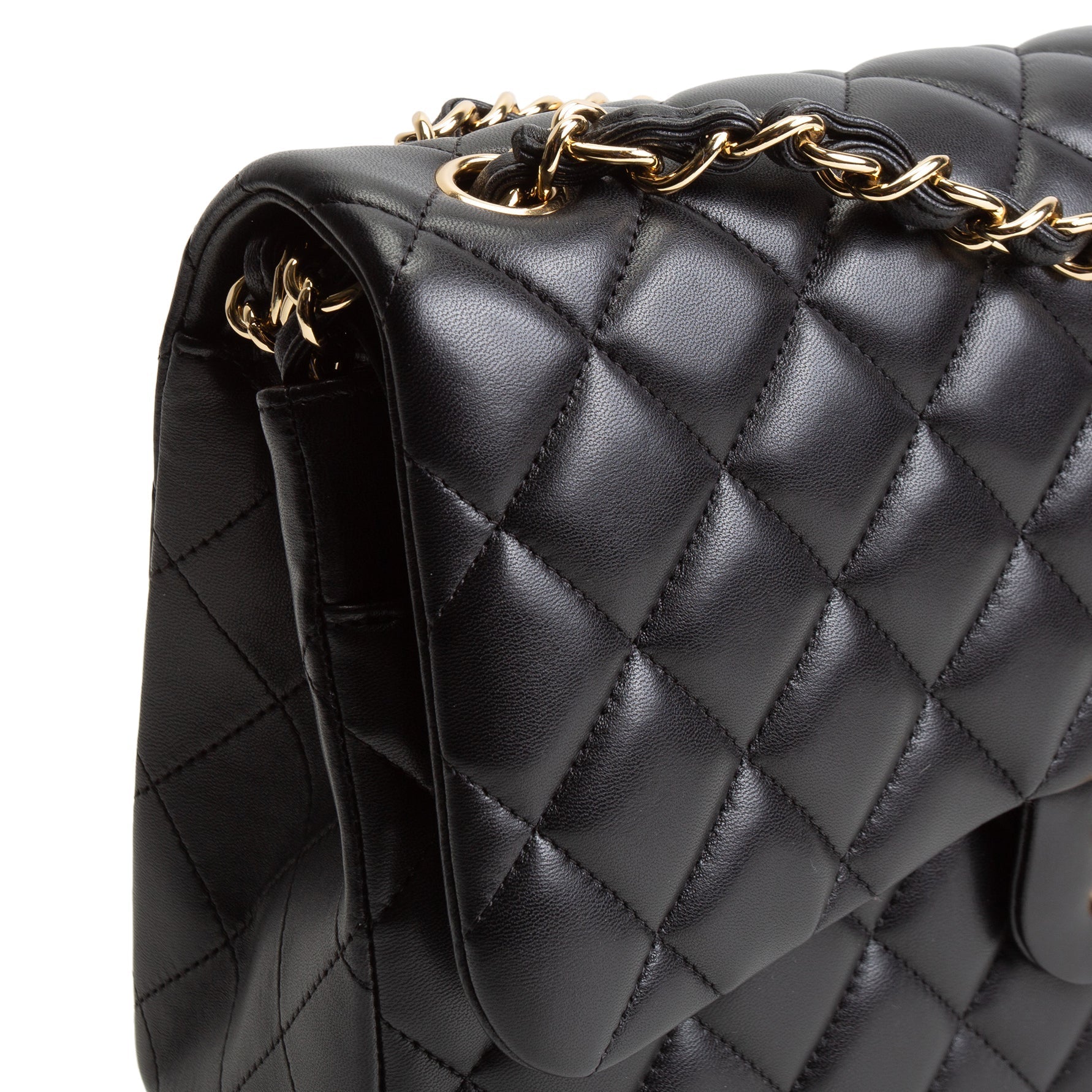 CH Lambskin Jumbo Double Flap - Black
