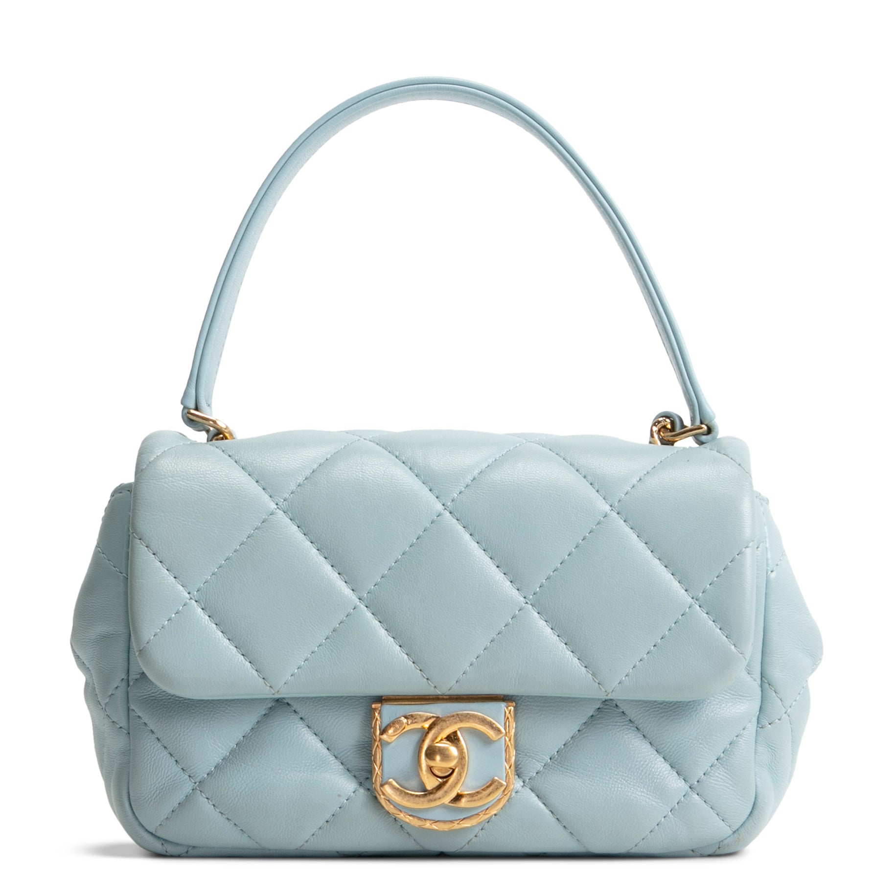 CH Lambskin Quilted Rectangular Mini Flap - Light Blue