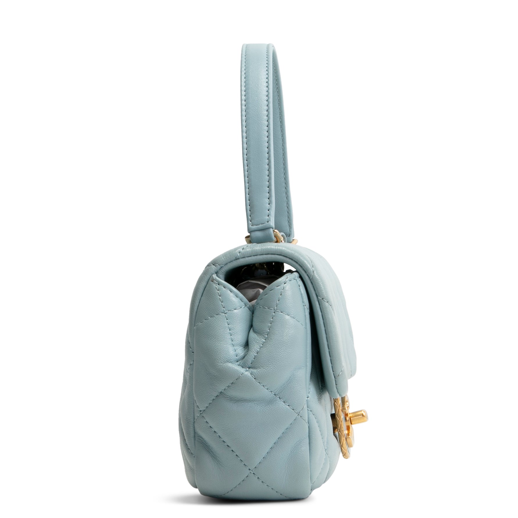 CH Lambskin Quilted Rectangular Mini Flap - Light Blue