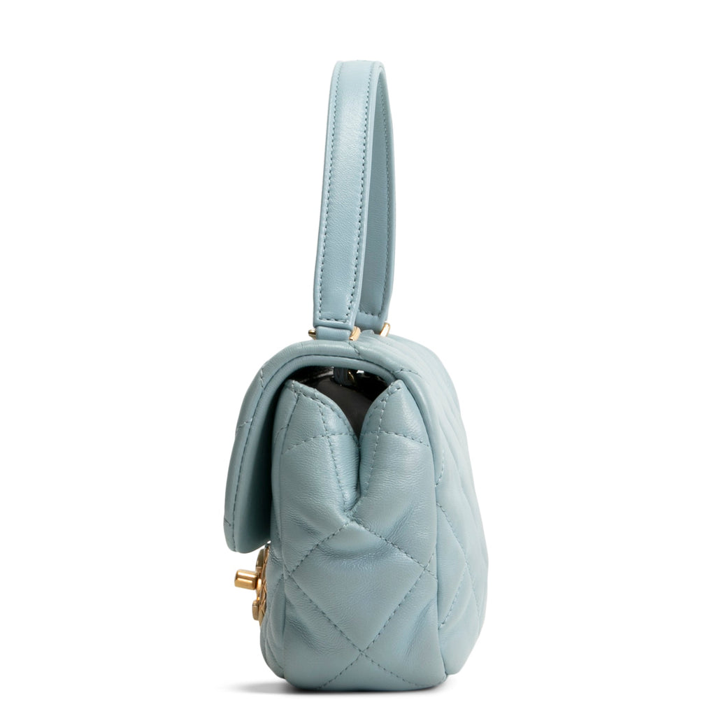 CH Lambskin Quilted Rectangular Mini Flap - Light Blue