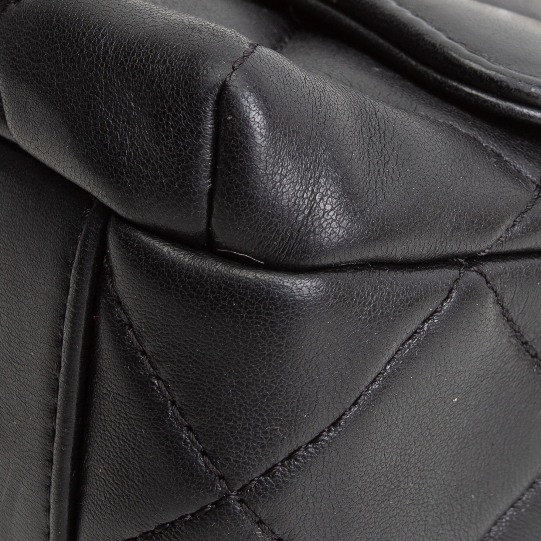 CH Pearl Logo Lambskin Flap Bag - Black