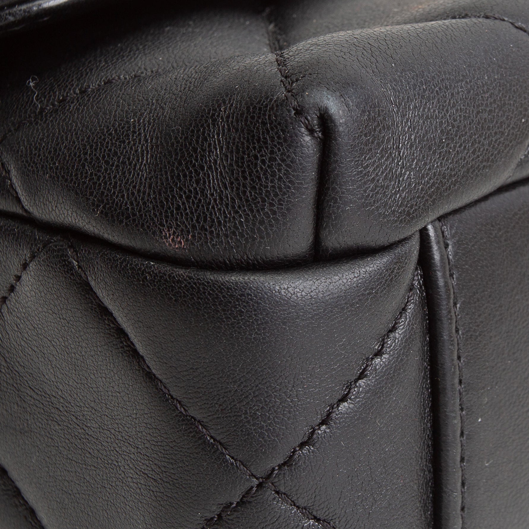 CH Pearl Logo Lambskin Flap Bag - Black