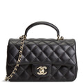 CH Quilted Lambskin Rectangular Flap Top Handle Mini - Black