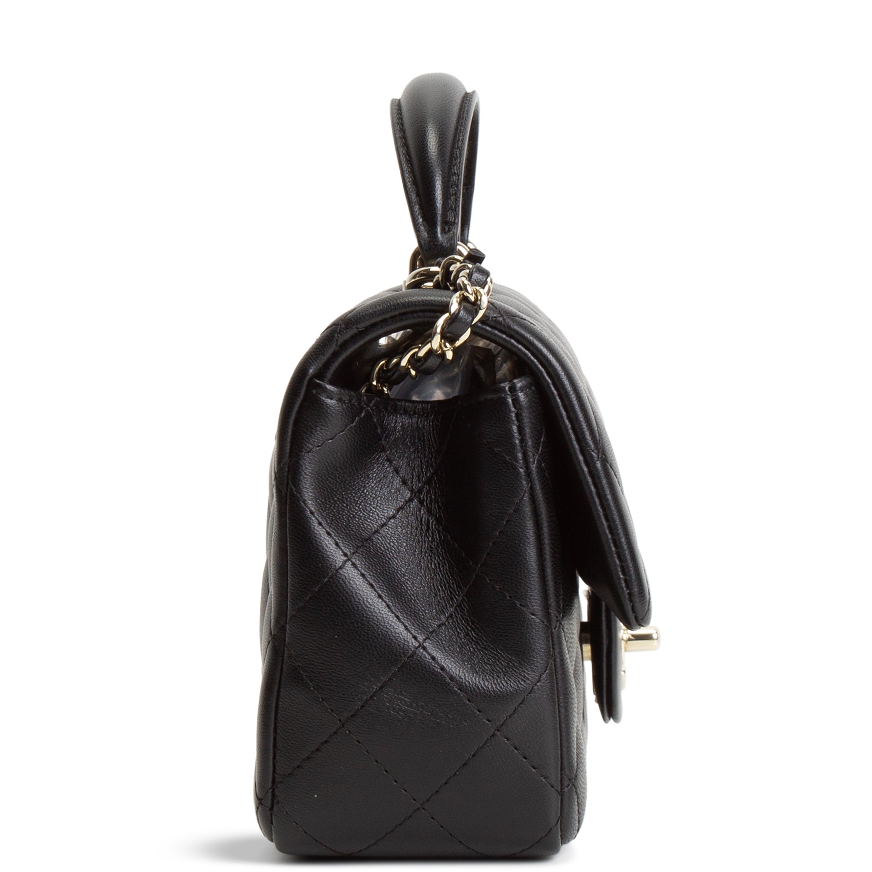 CH Quilted Lambskin Rectangular Flap Top Handle Mini - Black