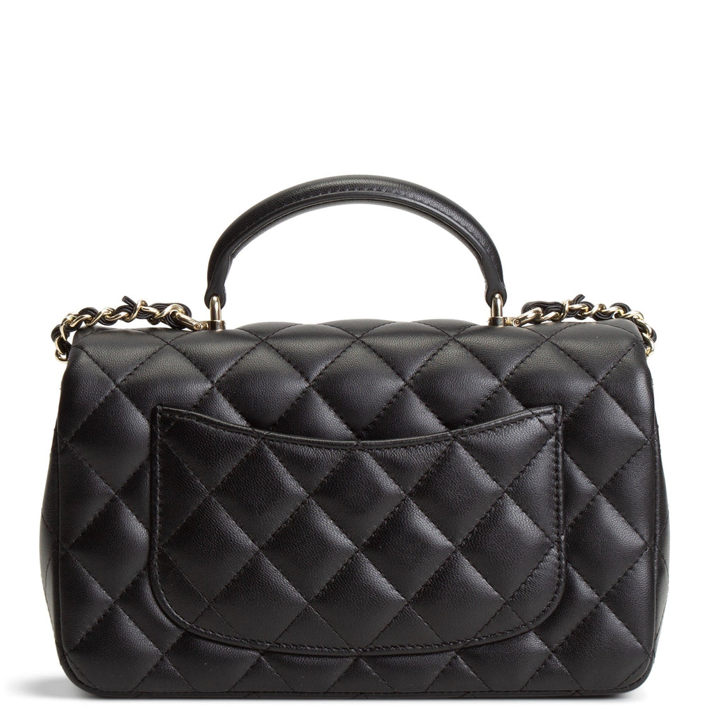 CH Quilted Lambskin Rectangular Flap Top Handle Mini - Black