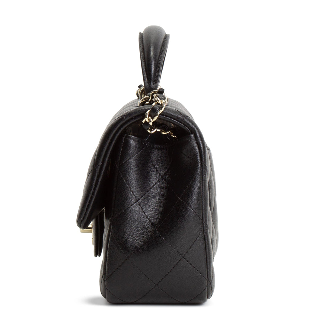 CH Quilted Lambskin Rectangular Flap Top Handle Mini - Black