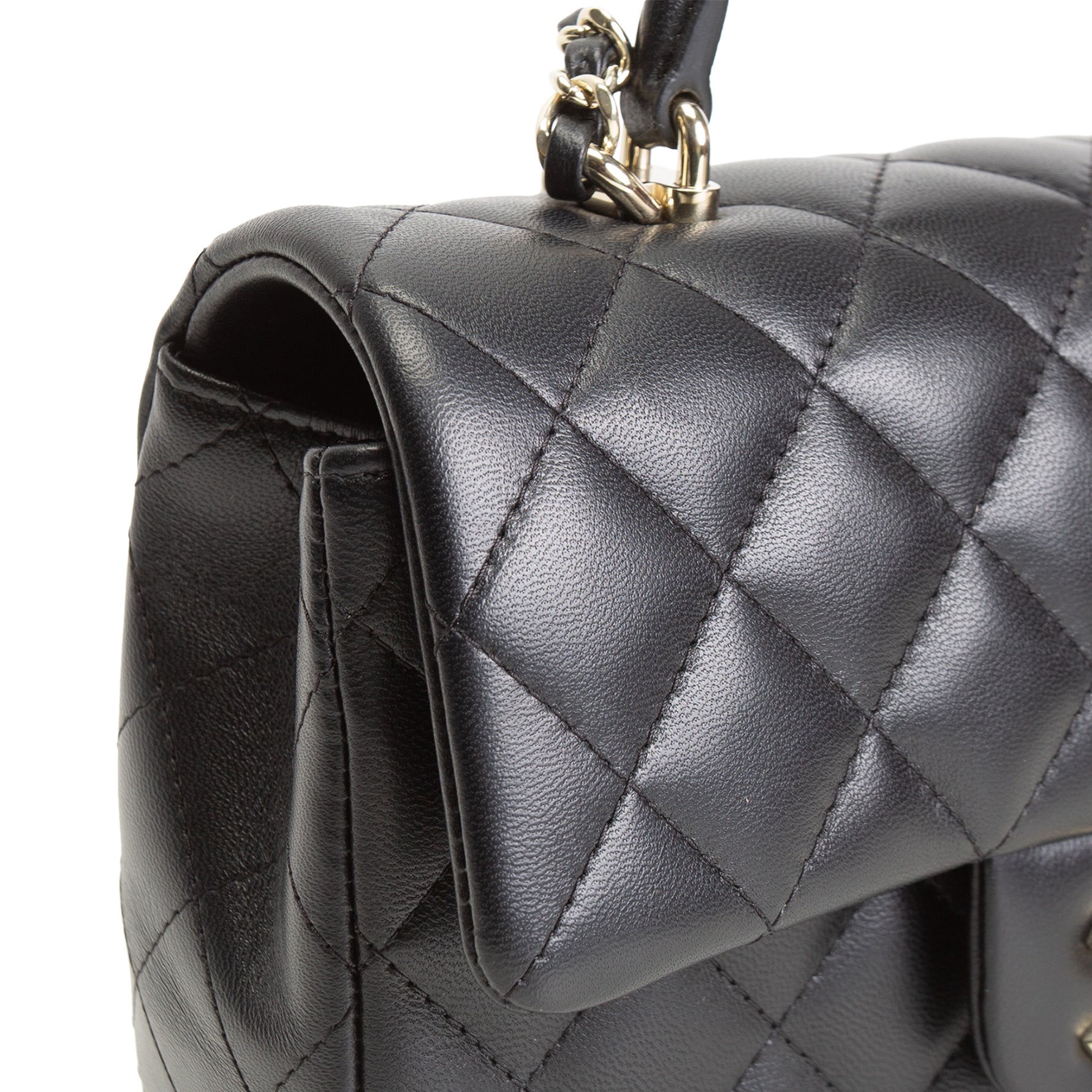 CH Quilted Lambskin Rectangular Flap Top Handle Mini - Black