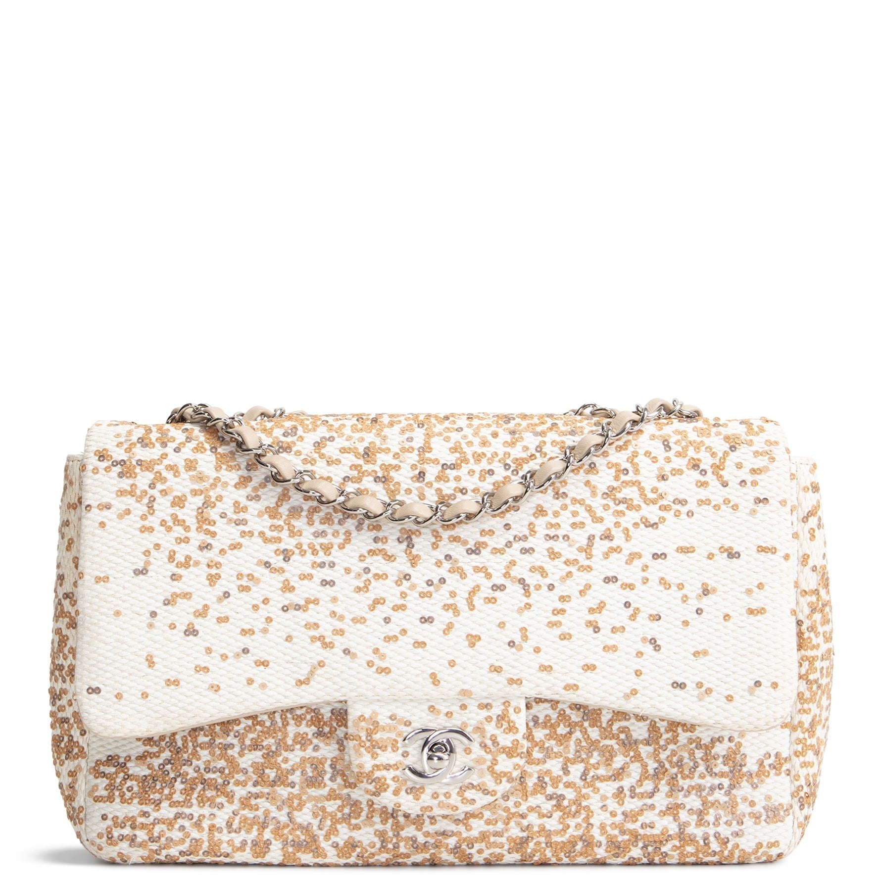 CH Sequins Flap Bag - Ivory