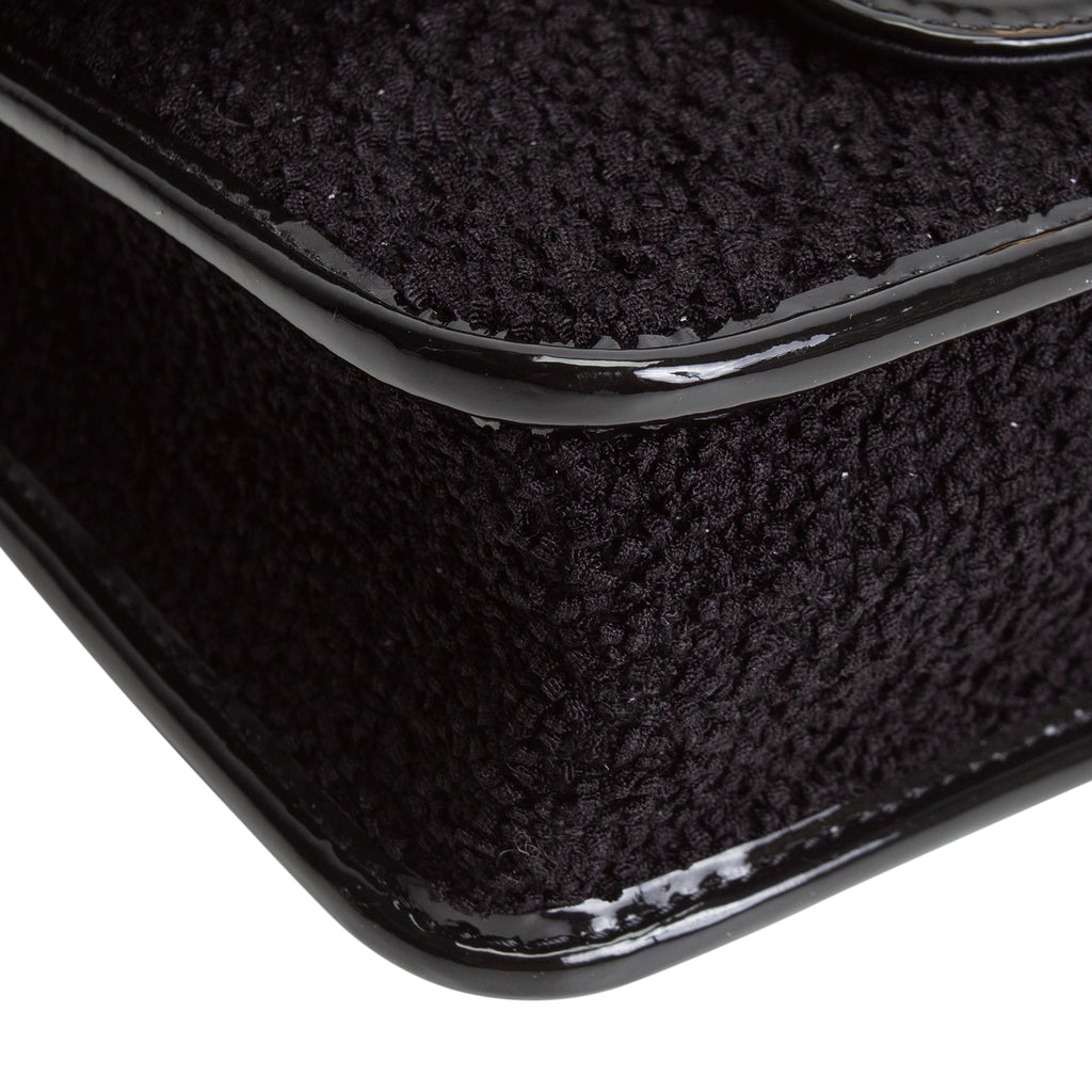 CH Tweed Top Handle School Memory Flap Bag - Black