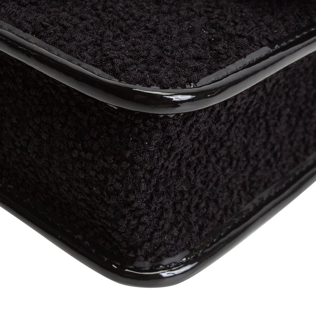 CH Tweed Top Handle School Memory Flap Bag - Black