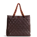 CH Vintage Lambskin Quilted CC Bakelite Turnlock Tote - Brown