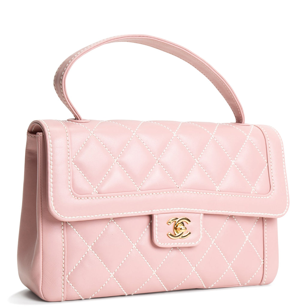 CH Vintage Surpique Wild Stitch Quilted Top Handle Bag - Pink