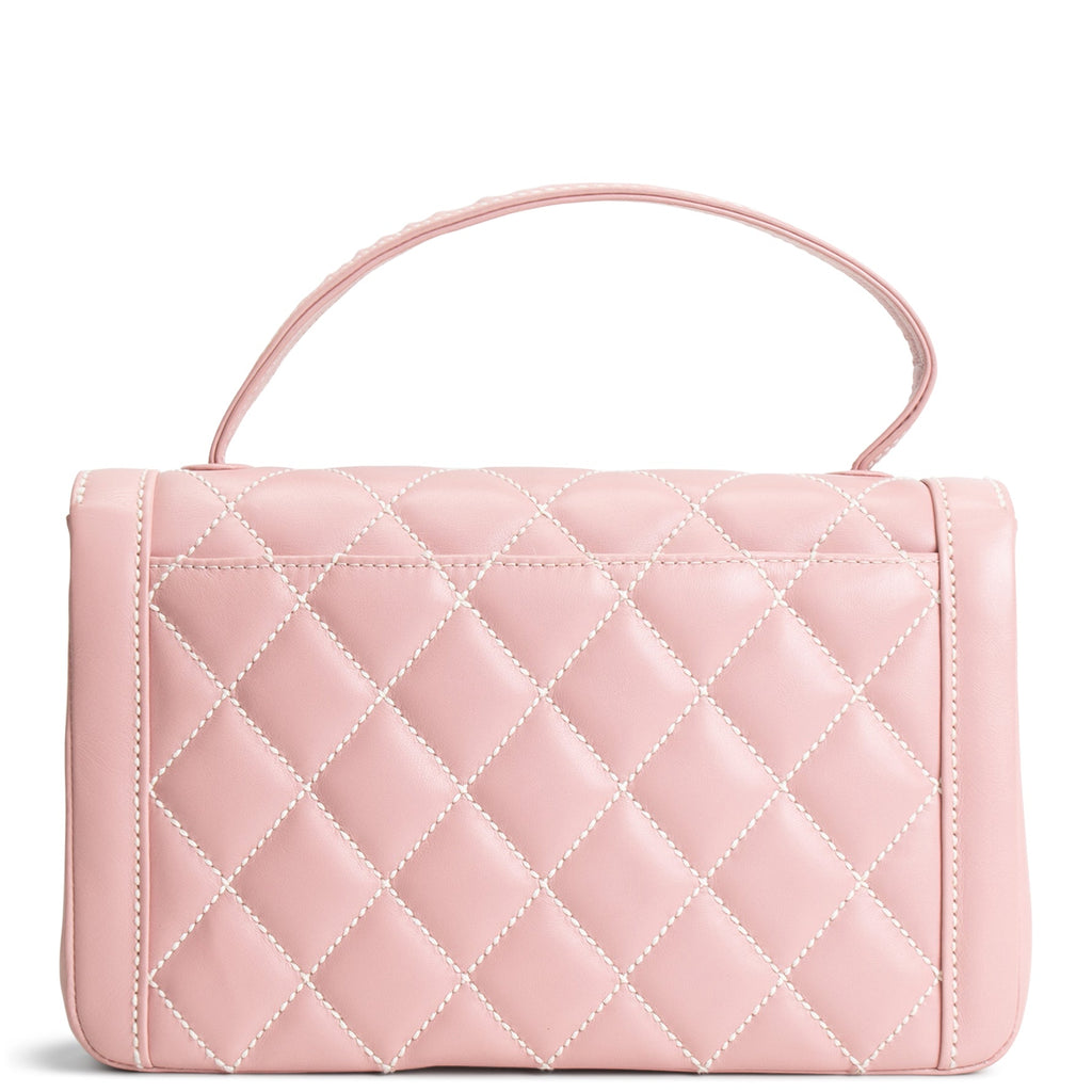 CH Vintage Surpique Wild Stitch Quilted Top Handle Bag - Pink