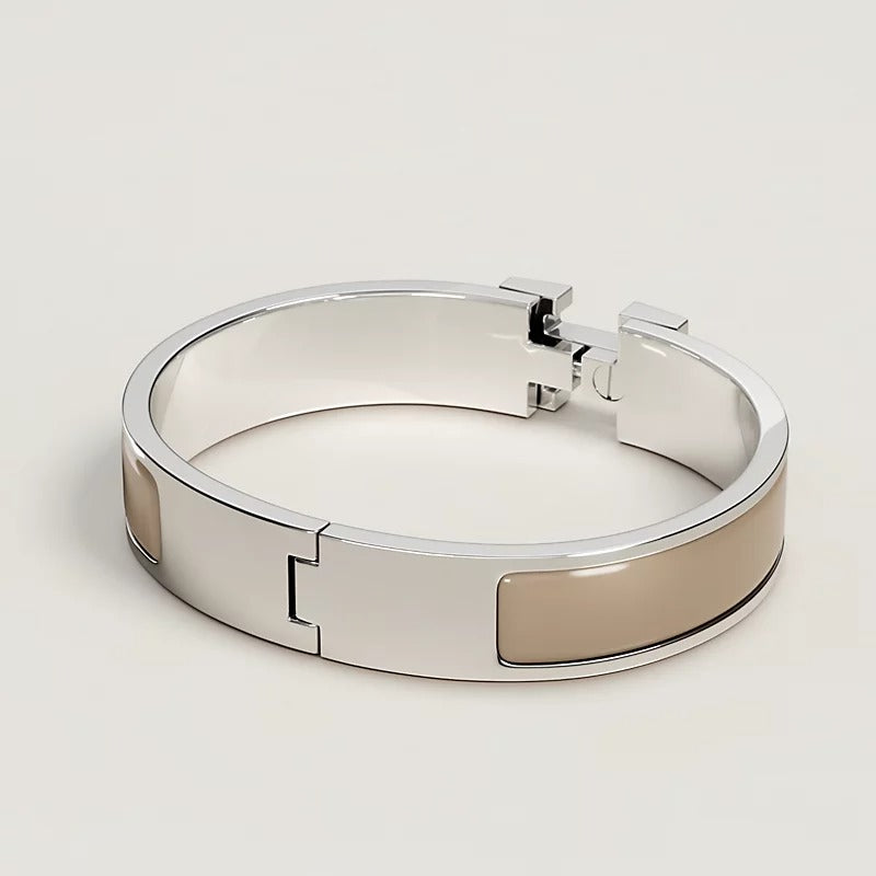 Clic H bracelet  silver marron glacé
