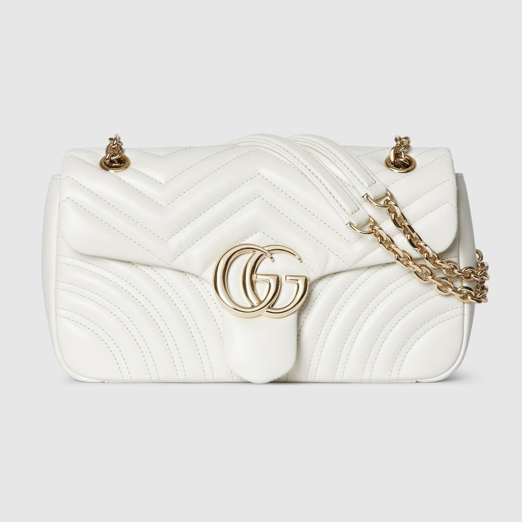 GG Marmont medium shoulder bag in white leather