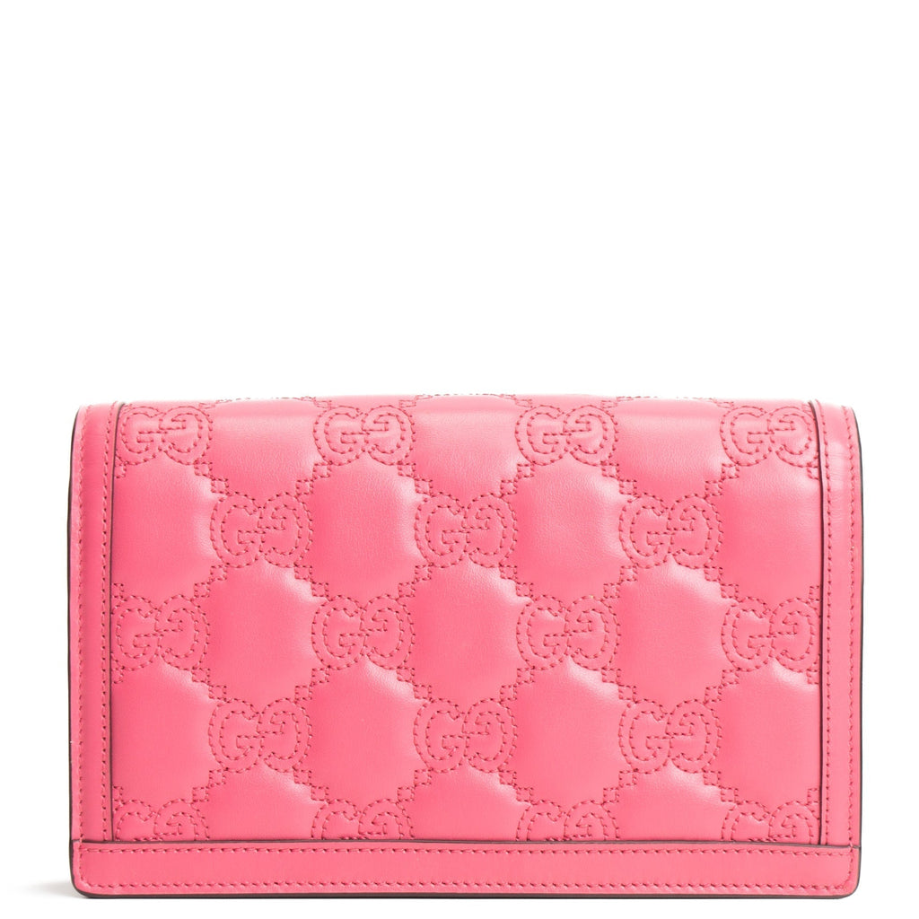 GU GG Matelasse Chain Wallet - Pink