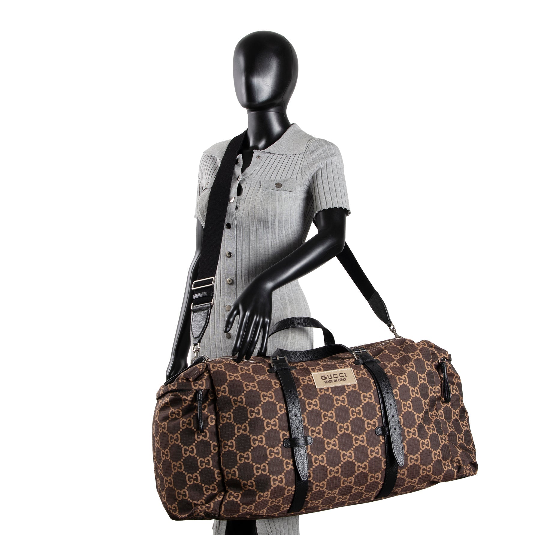 GU GG Nylon Ripstop Duffel Bag - Brown
